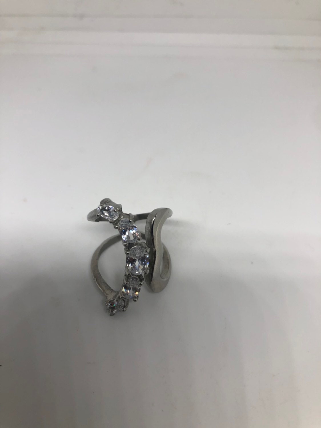 Vintage Zirconia Crystal Stainless Steel Band Ring