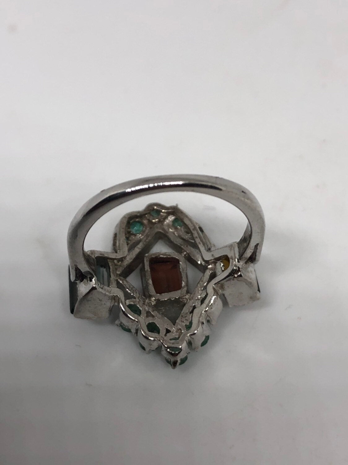 Vintage Handmade Genuine Mixed Tourmaline 925 Sterling Silver Ring
