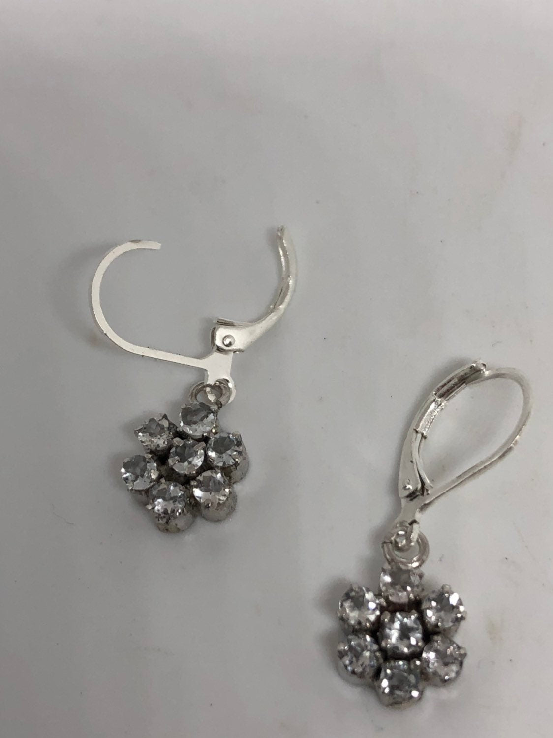 Vintage Genuine faceted Rainbow Moonstone Gemstone 925 Sterling Silver Earrings