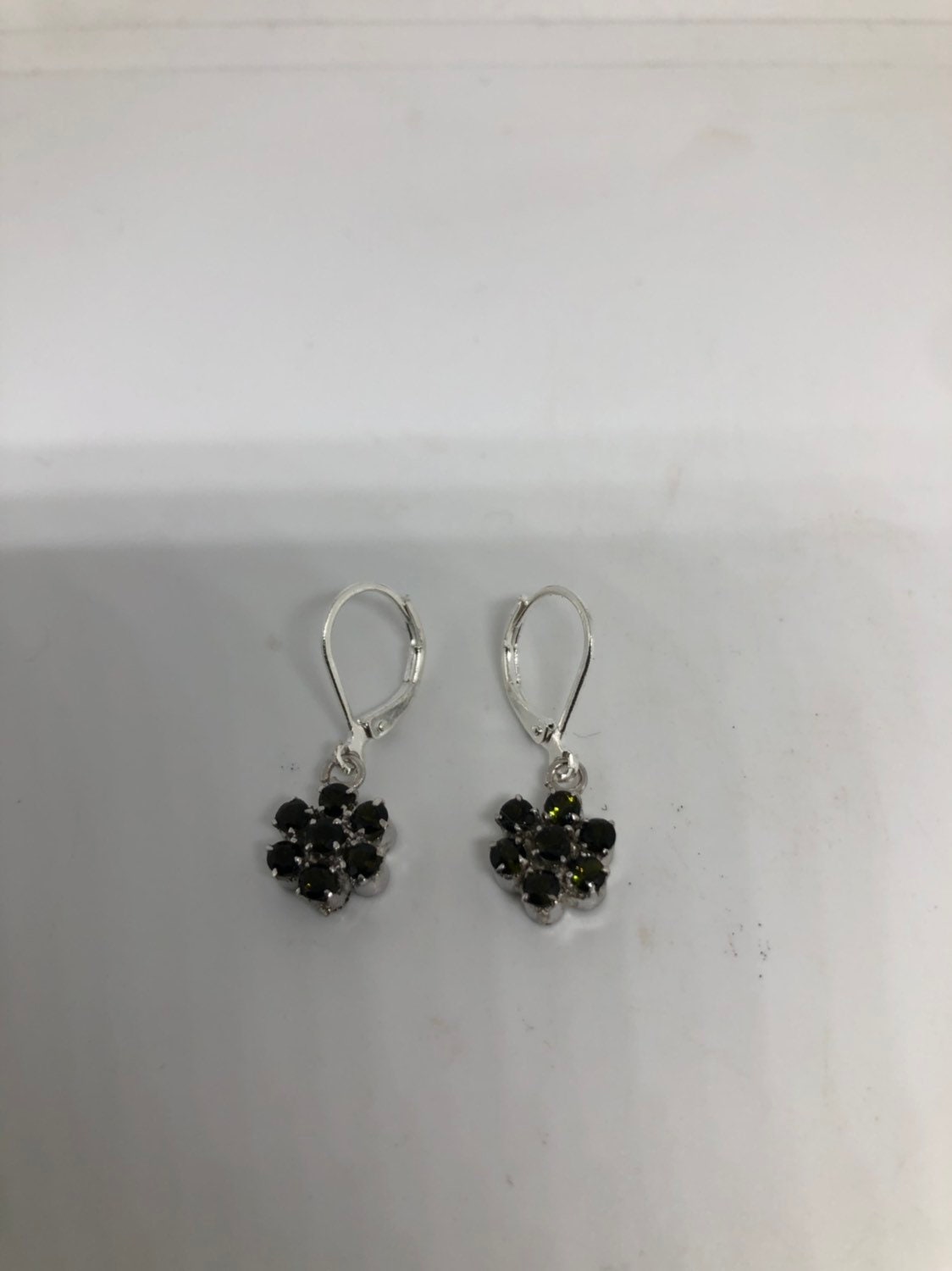 Vintage Genuine Green Tourmaline 925 Sterling Silver Earrings