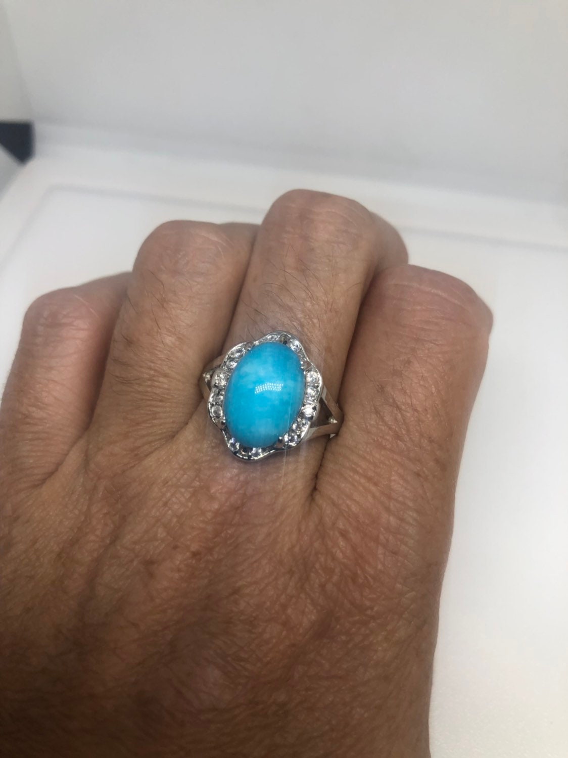 Vintage Blue Genuine Larimr Adjustable Ring