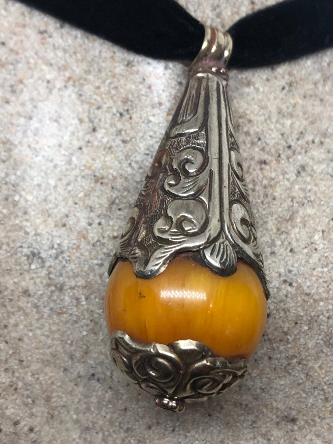 Vintage Tibetian Amber Pendant