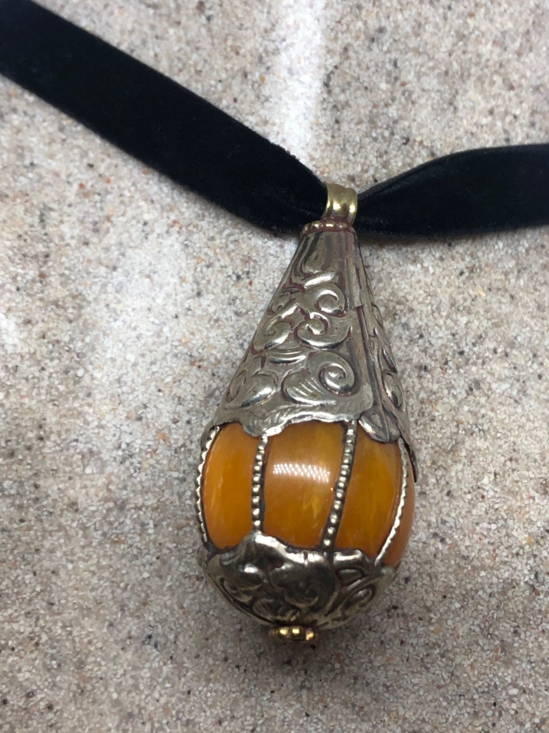Vintage Tibetian Amber Pendant