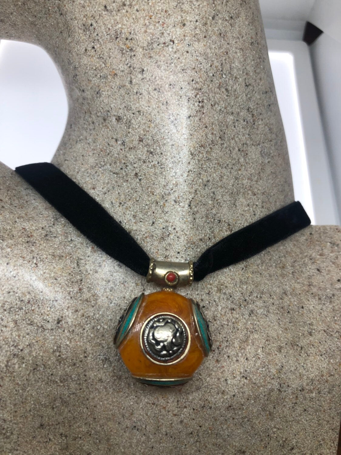 Vintage Tibetian Amber Pendant