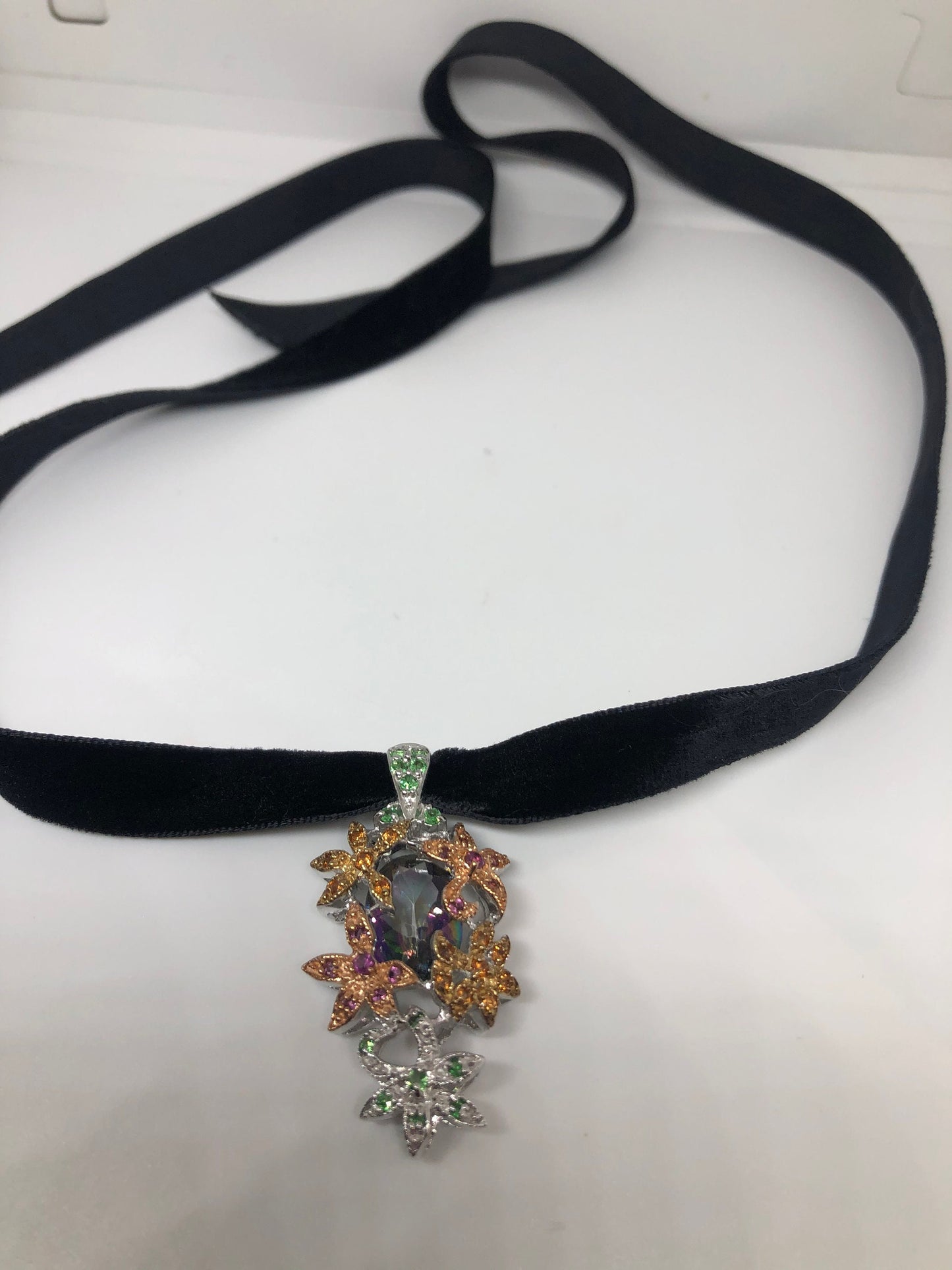 Handmade Sterling Silver Gemstone Pendant: Mystic Topaz, Tourmaline, Sapphire