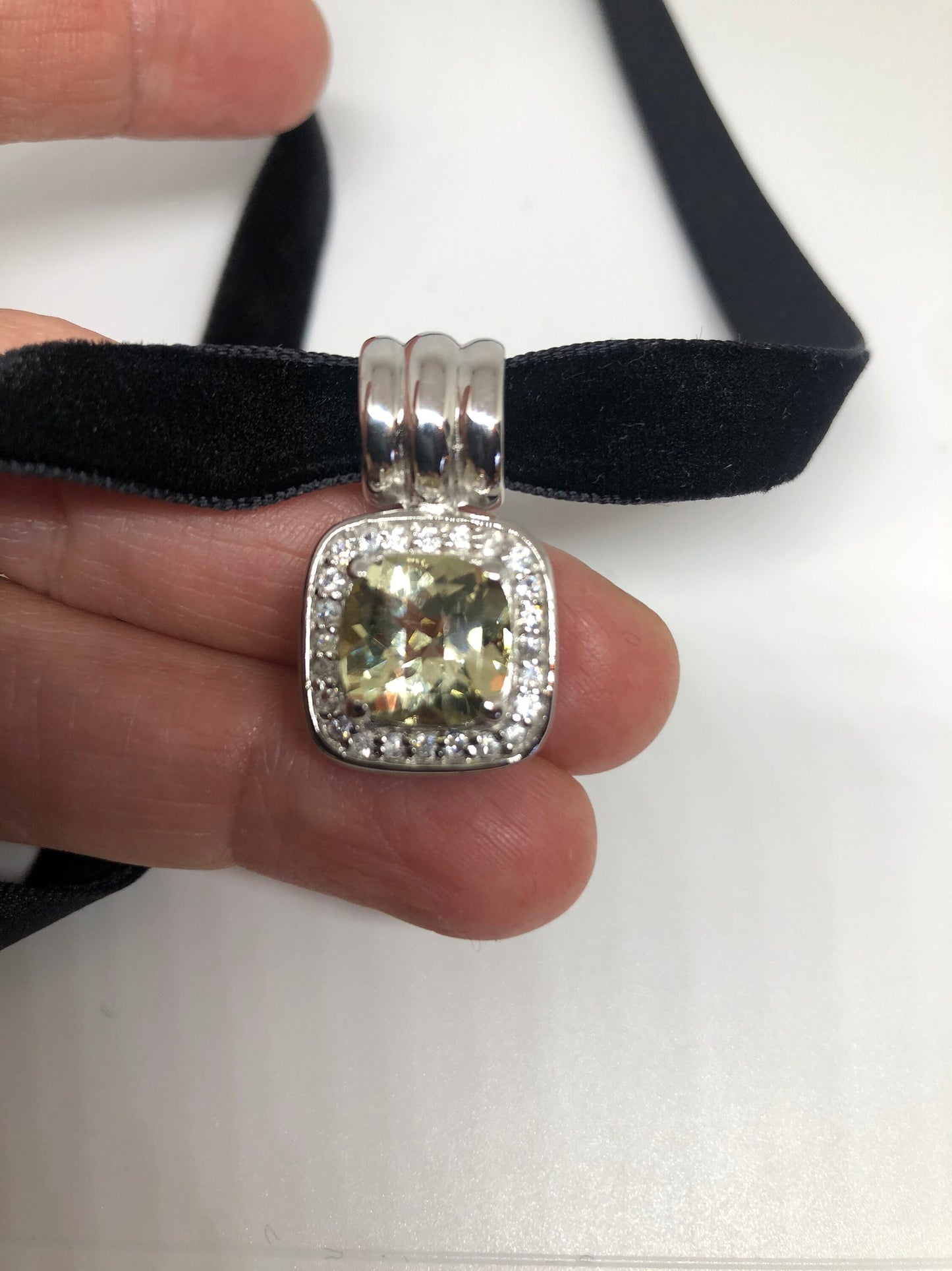 Vintage Deco Handmade 925 Sterling Silver Golden Lemon Citrine Pendant