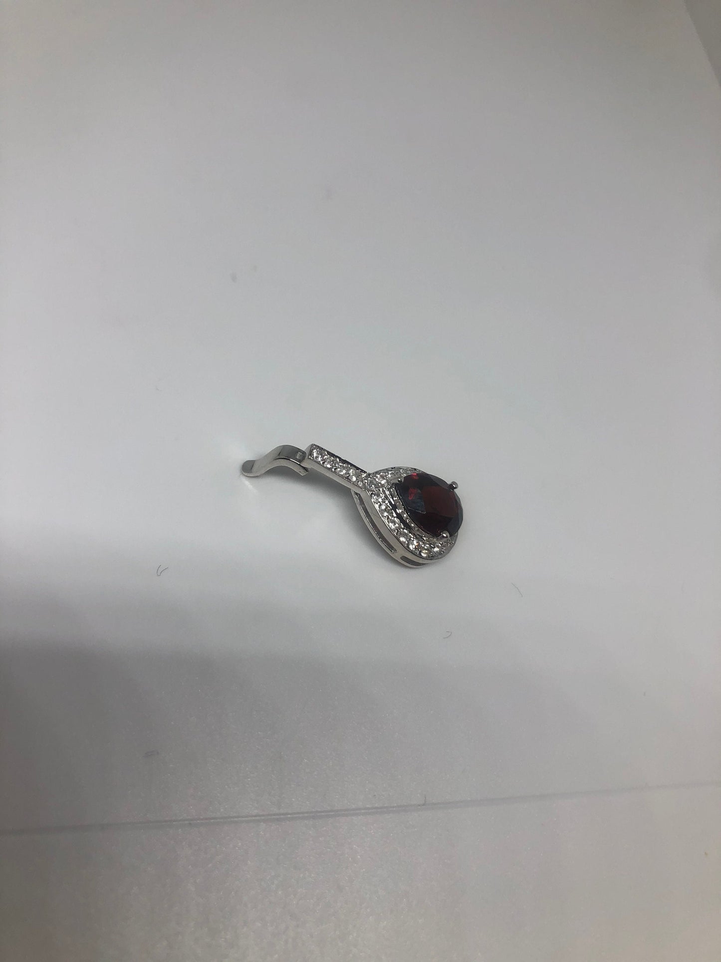 Vintage 925 Sterling Silver Genuine Garnet Antique Choker Pendant Necklace