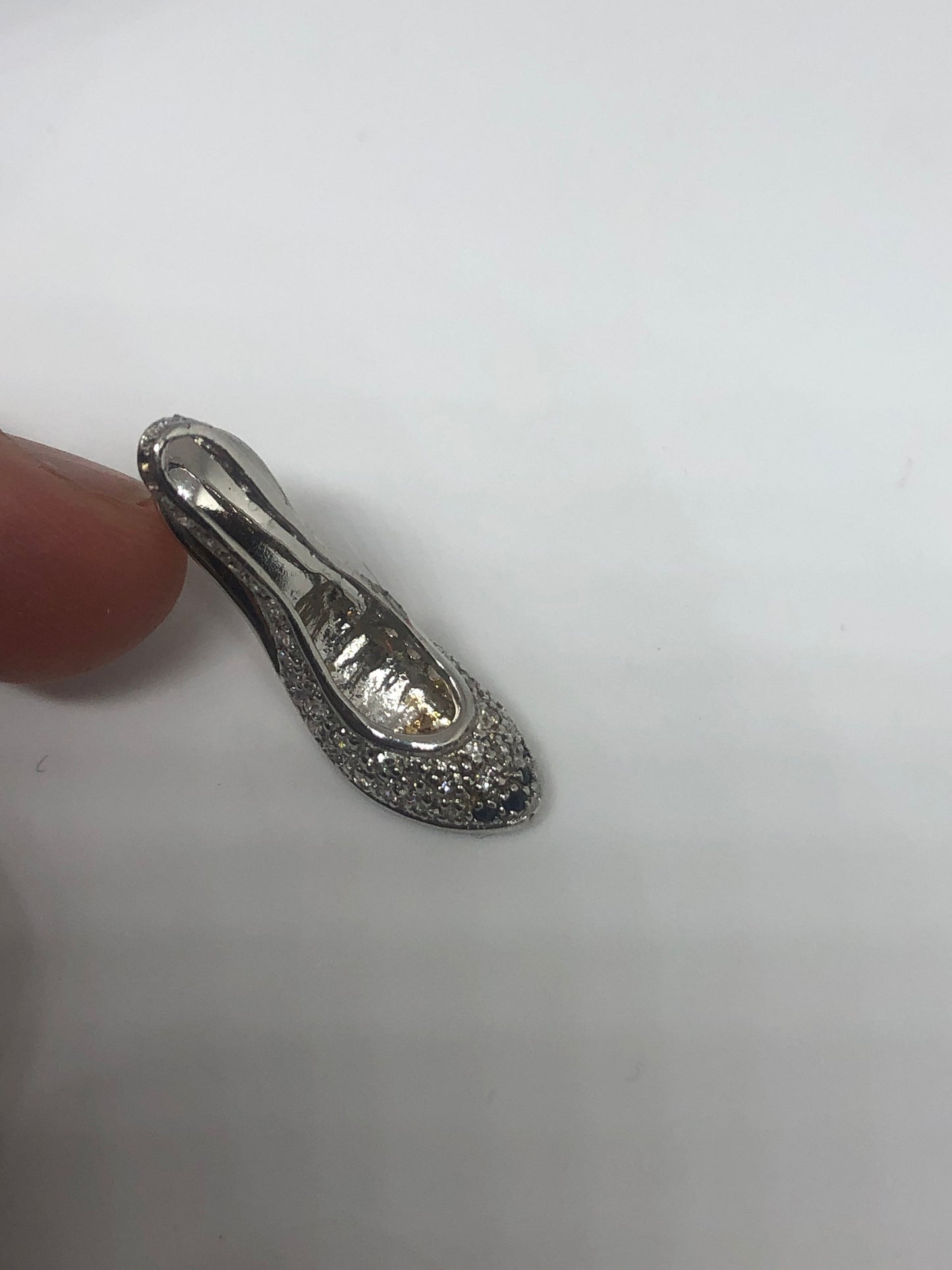 Vintage Wishbone 925 Sterling Silver White Sapphire Choker Necklace