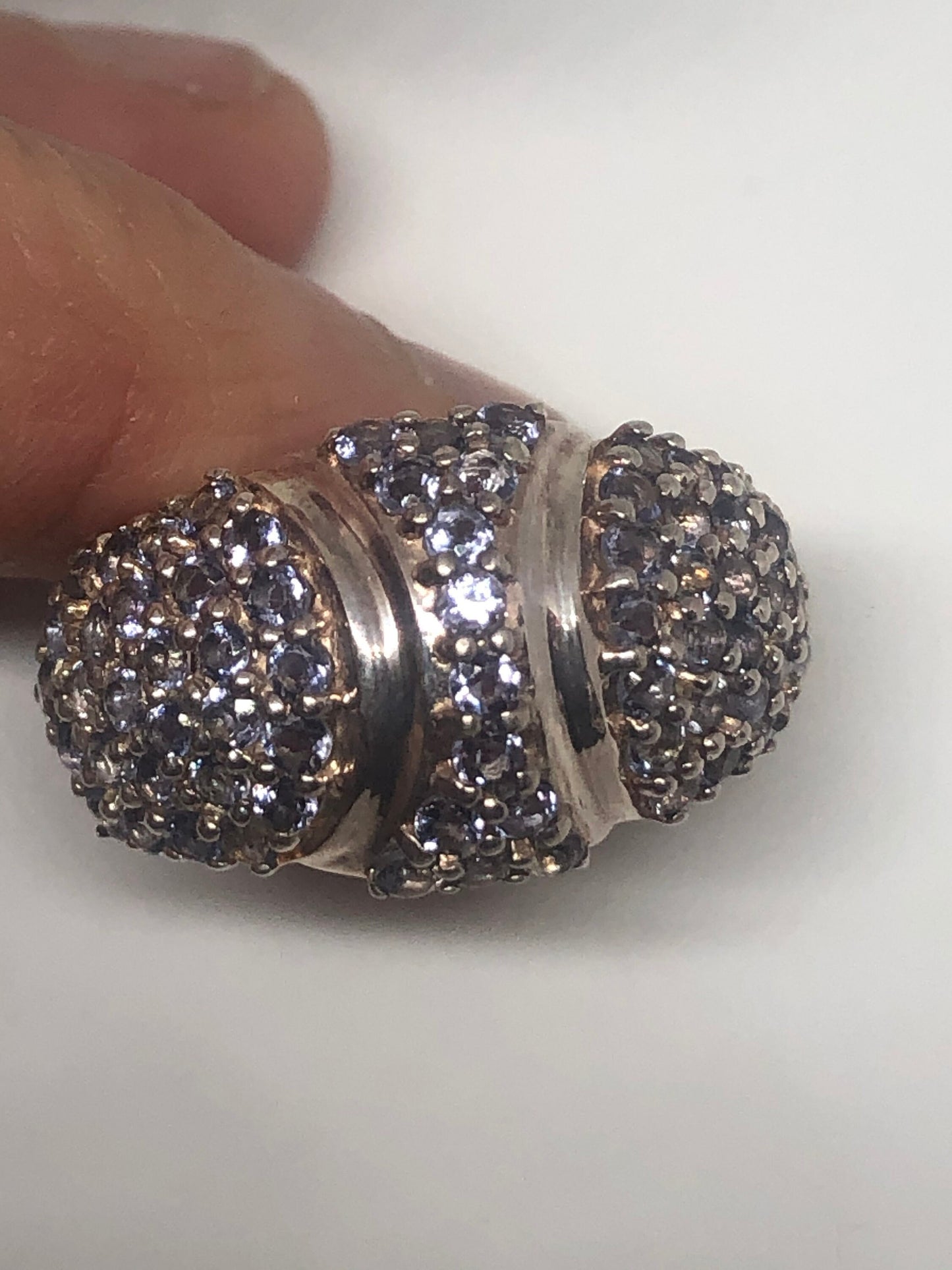 Vintage Blue Tanzanite Ring 925 Sterling Silver Size 8