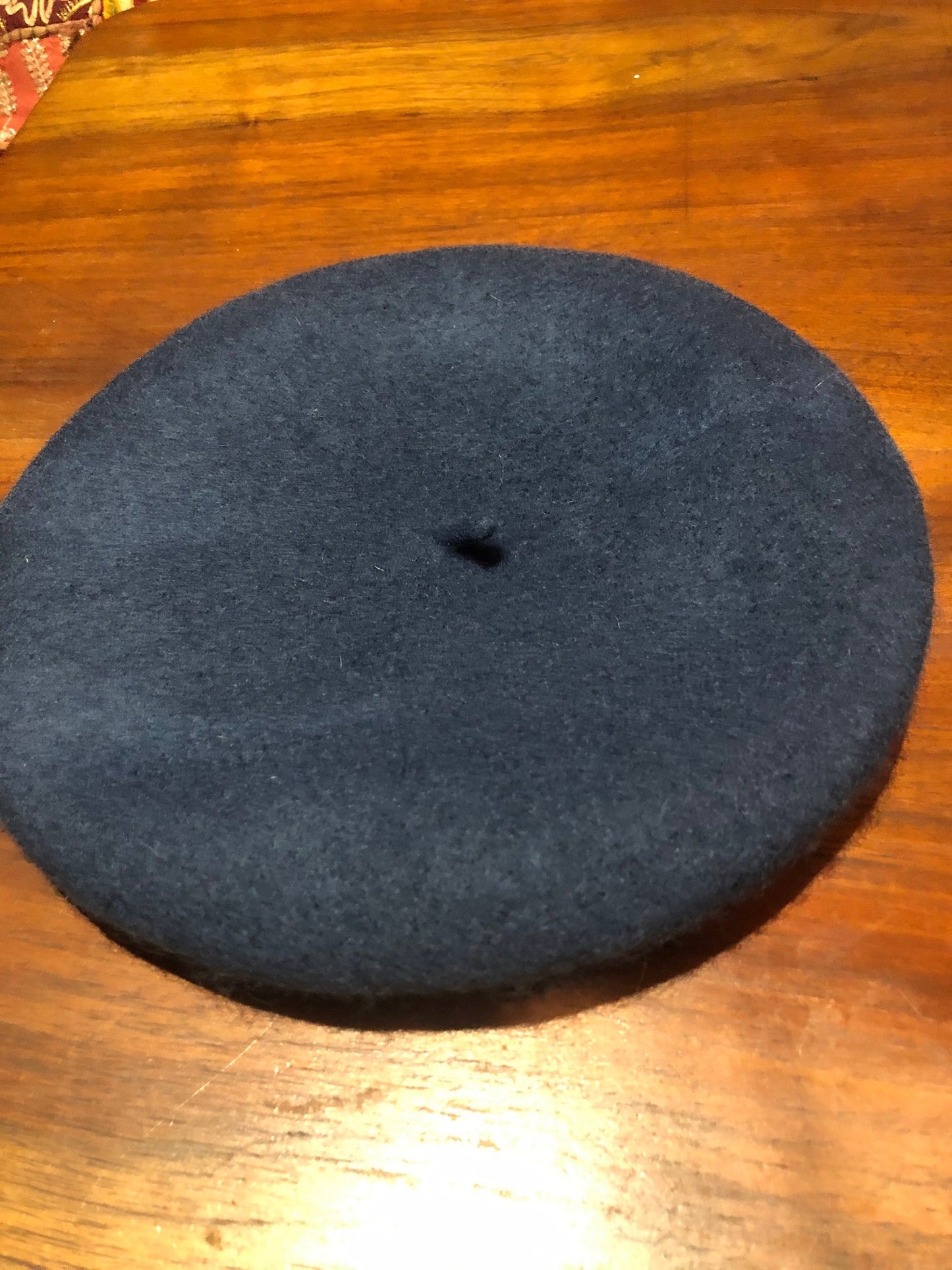 Vintage Blue Wool Felt 10 in Beret Hat