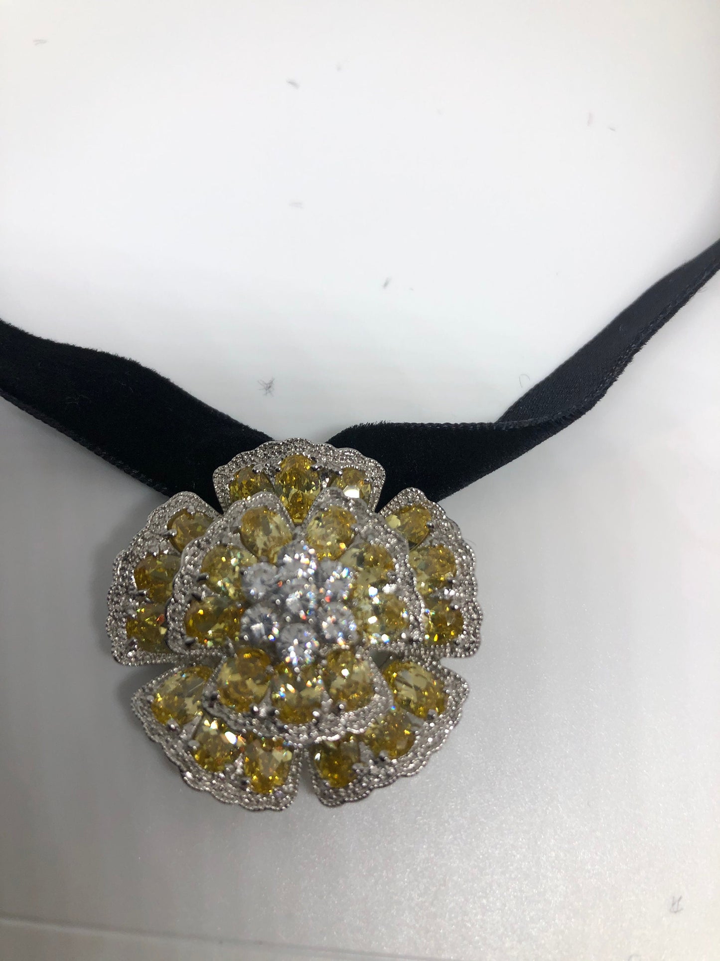 Vintage Handmade Sterling Silver Golden CZ Citrine Pendant