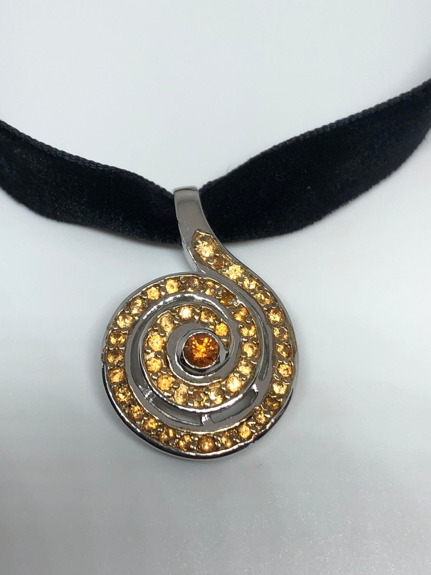 Vintage Deco Handmade 925 Sterling Silver Golden Lemon Citrine Pendant