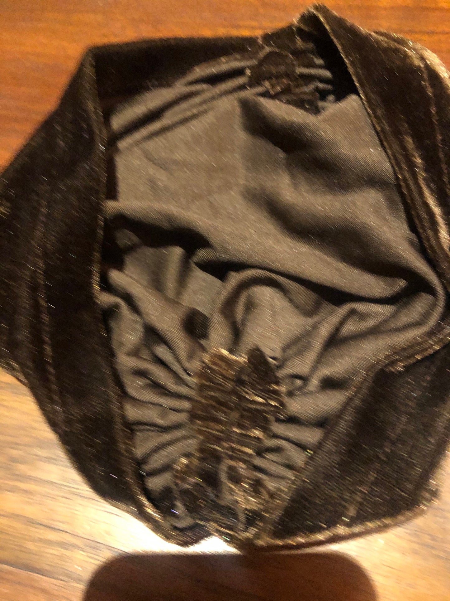 Vintage Brown Stretch Velvet Deco Turban Hat
