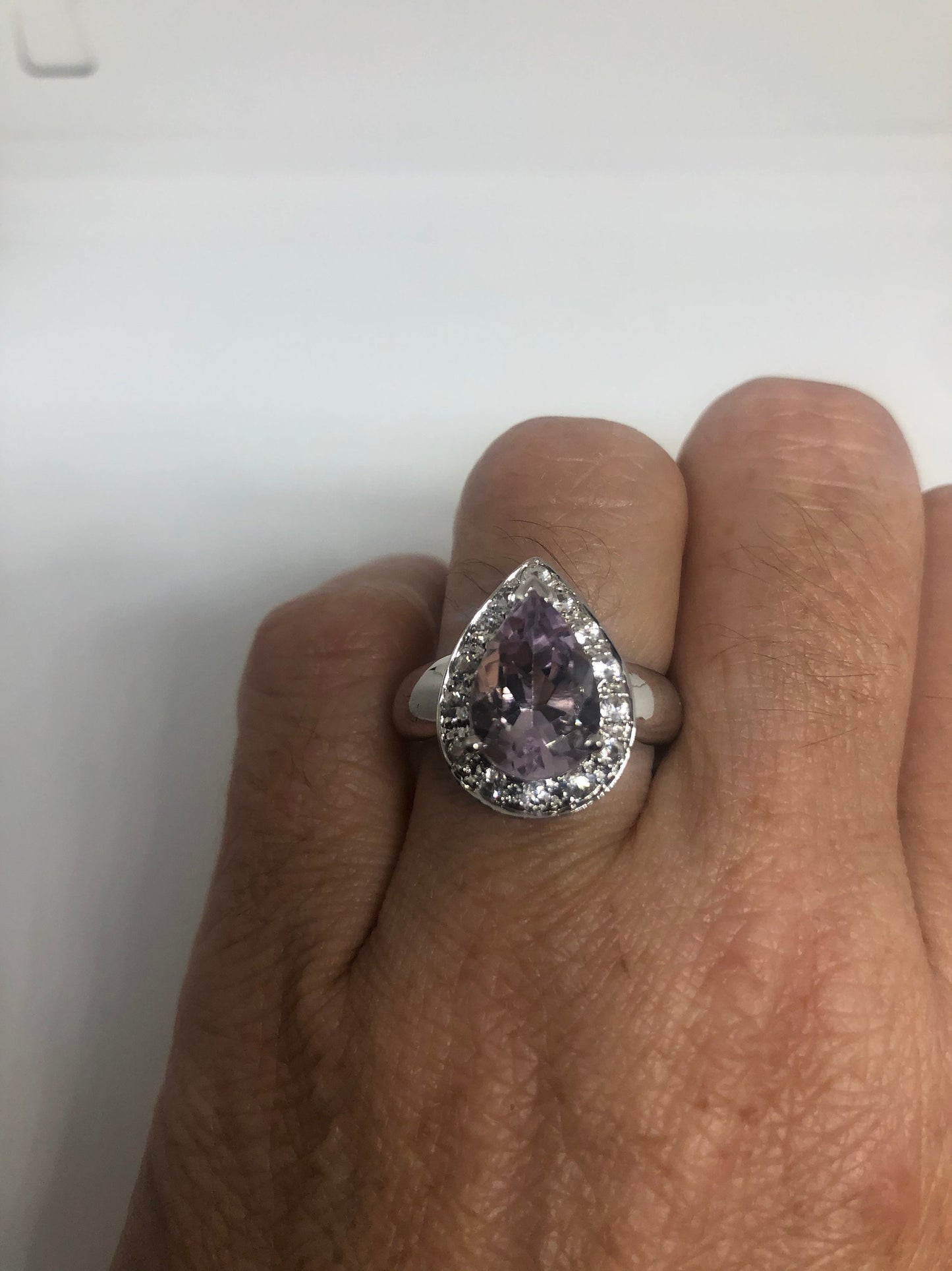 Vintage Purple Amethyst Heart Ring 925 Sterling Silver Gothic Size 7