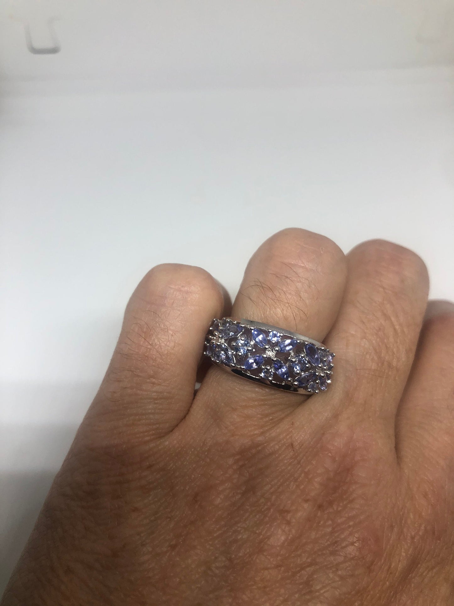Vintage Blue Tanzanite Ring 925 Sterling Silver Size 6