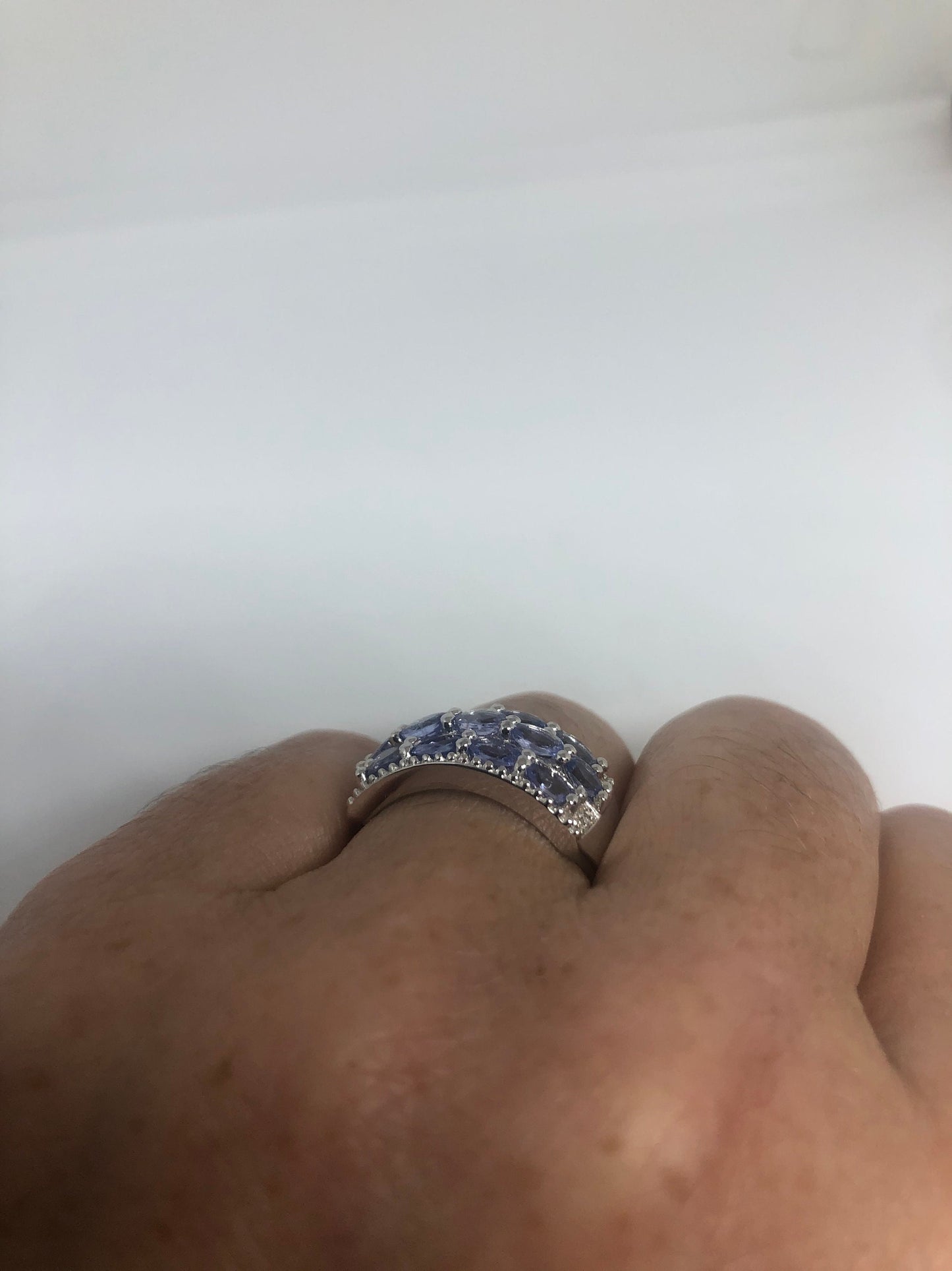Vintage Blue Tanzanite Ring 925 Sterling Silver Size 7
