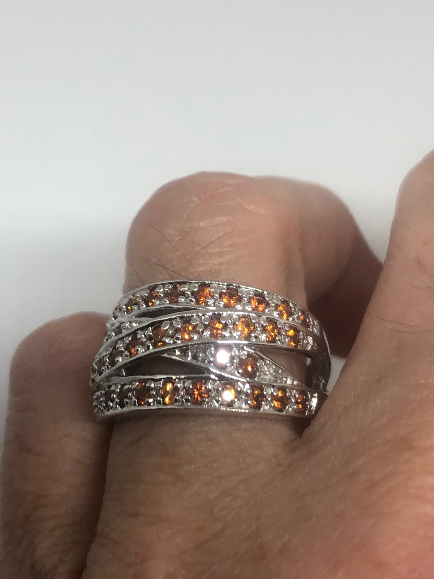 Vintage Golden Topaz Setting 925 Sterling Silver Gothic Ring