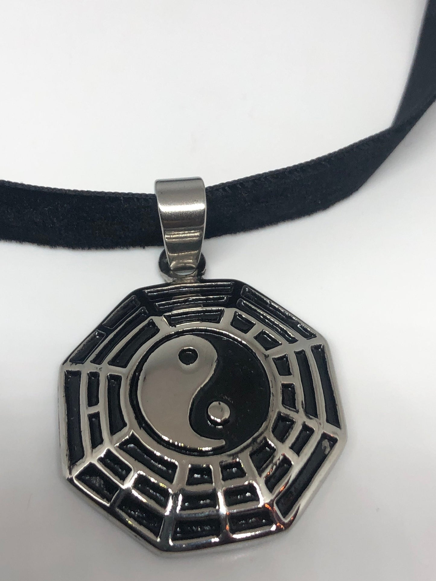 Vintage Stainless Steel Ying Yang Pendant Necklace