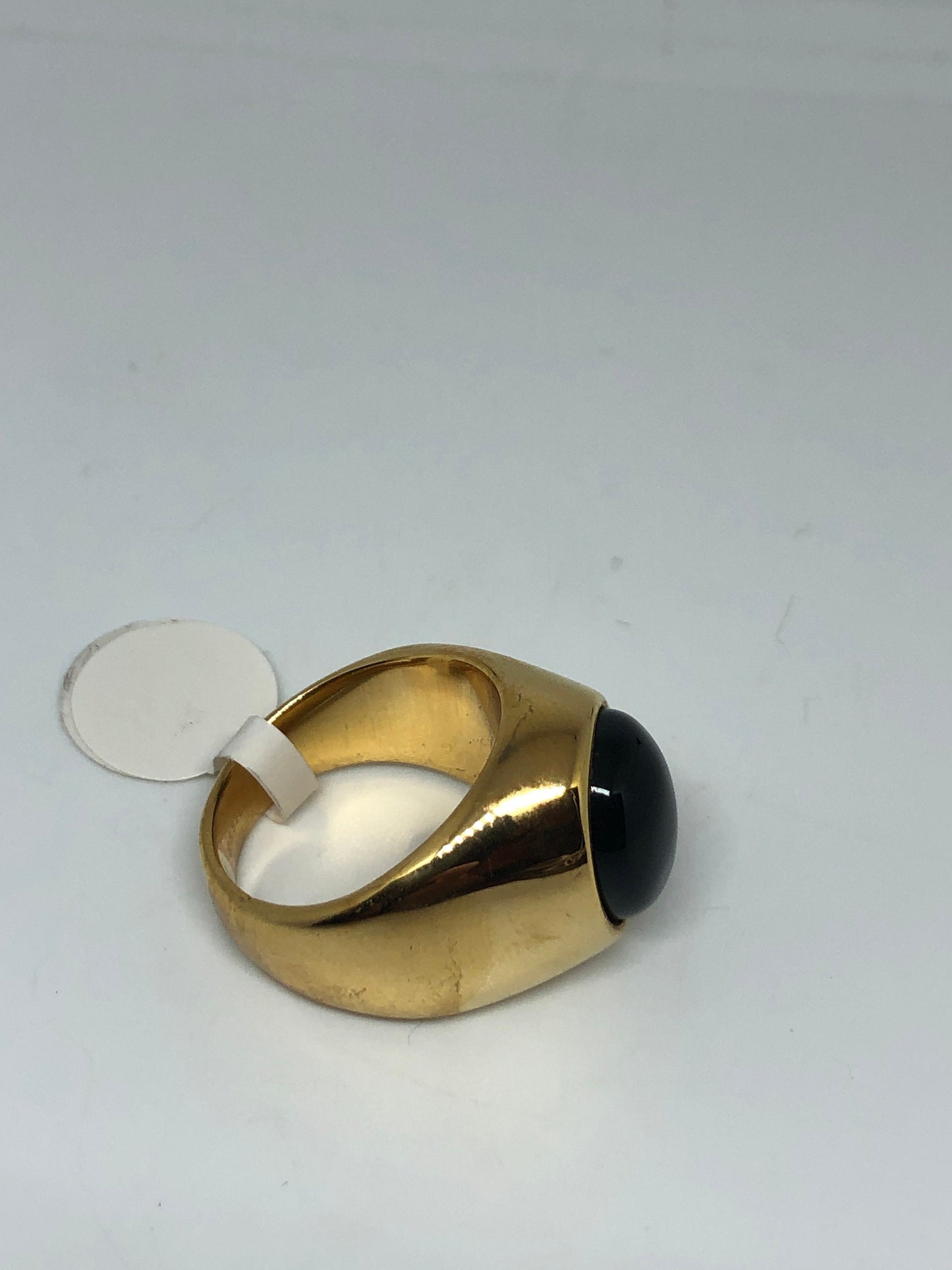 Vintage Gothic Gold Finished Stainless Steel Black Onyx Mens Ring