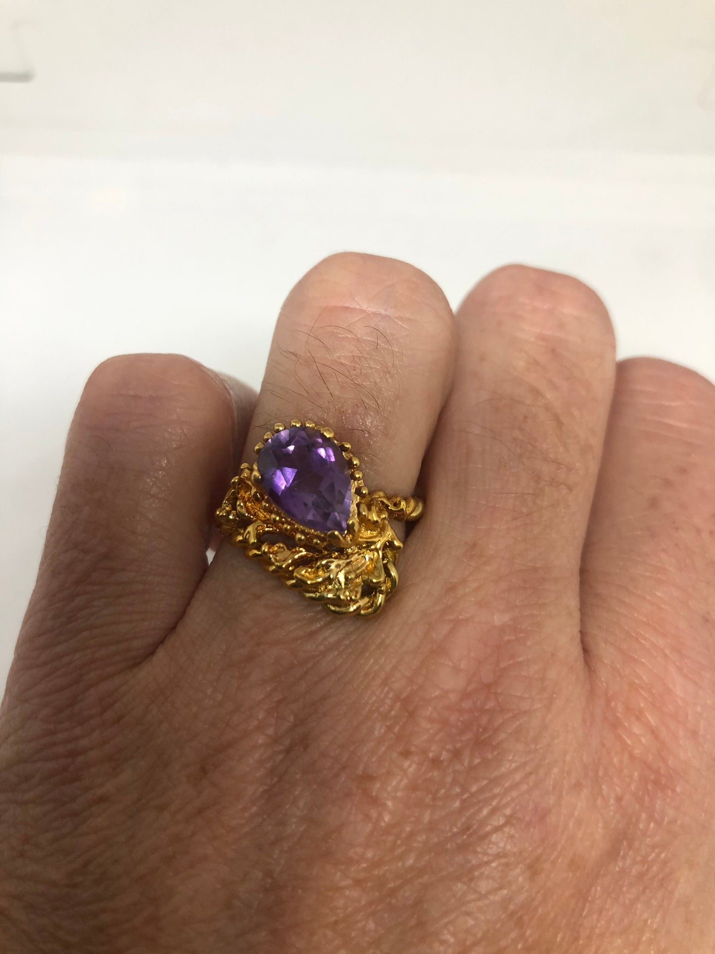 Vintage Purple Amethyst Ring 925 Sterling Silver Size 7