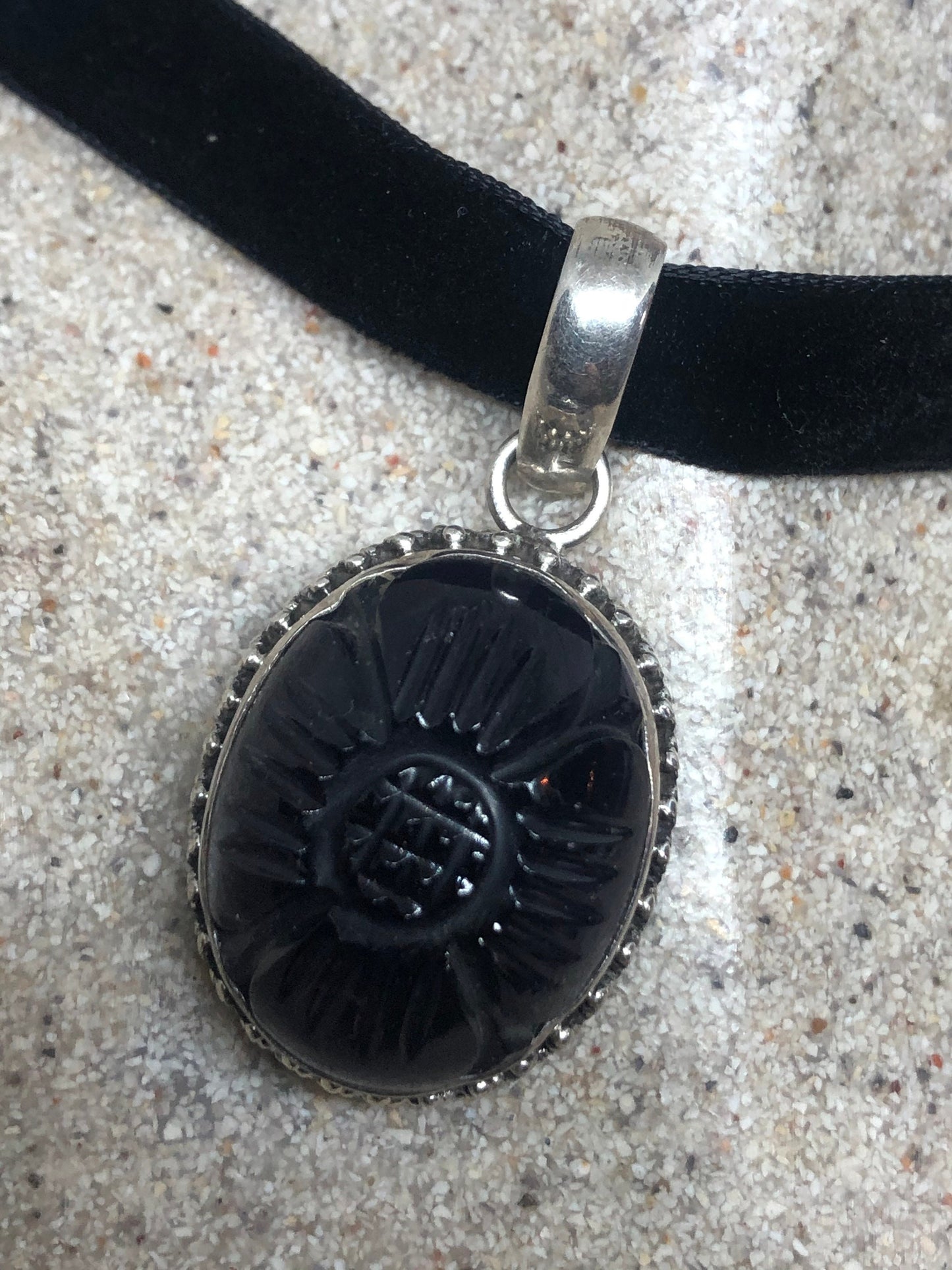 Vintage Purple Amethyst Flower Choker 925 Sterling Silver Pendant Necklace