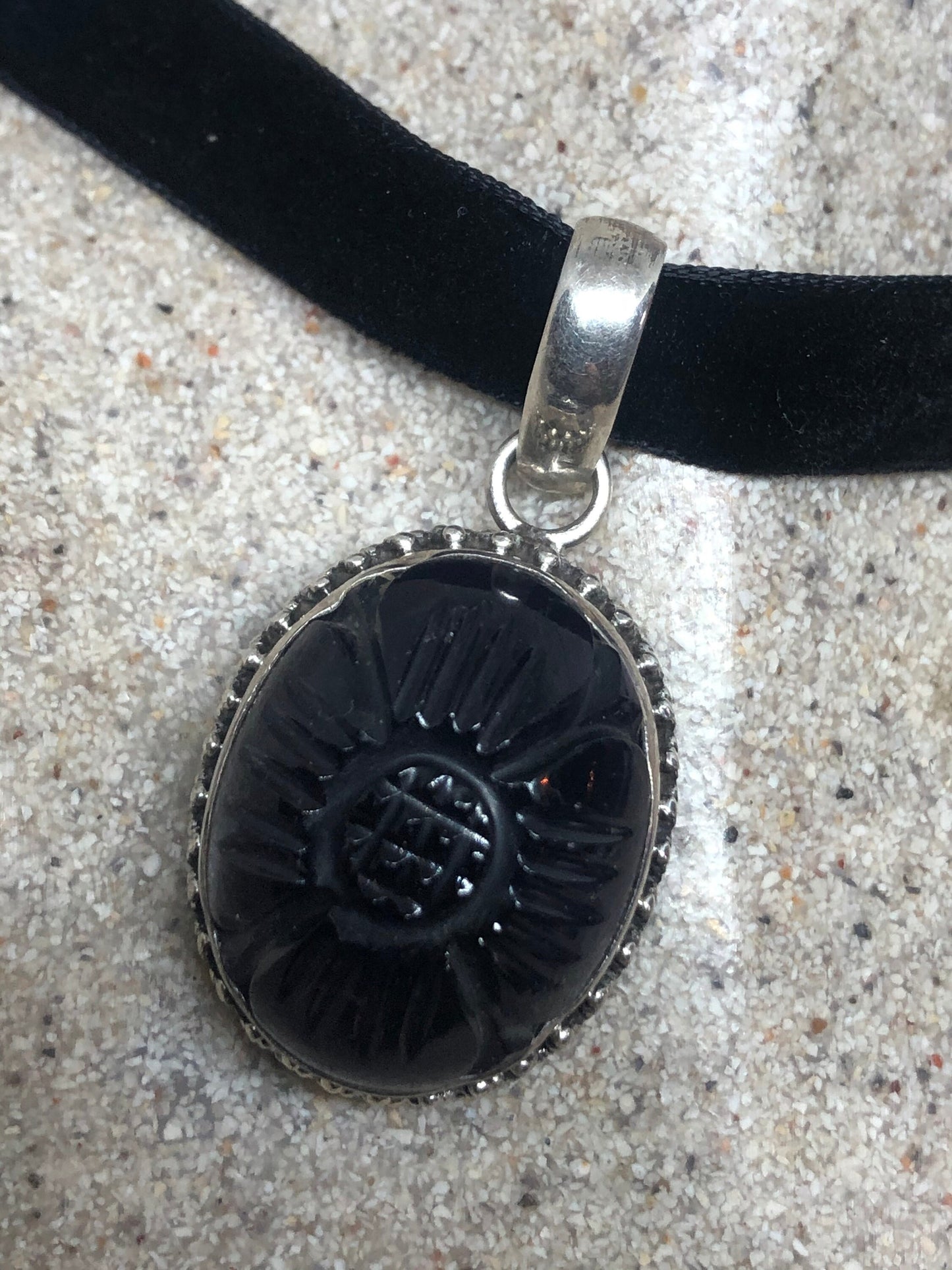Vintage Purple Amethyst Flower Choker 925 Sterling Silver Pendant Necklace