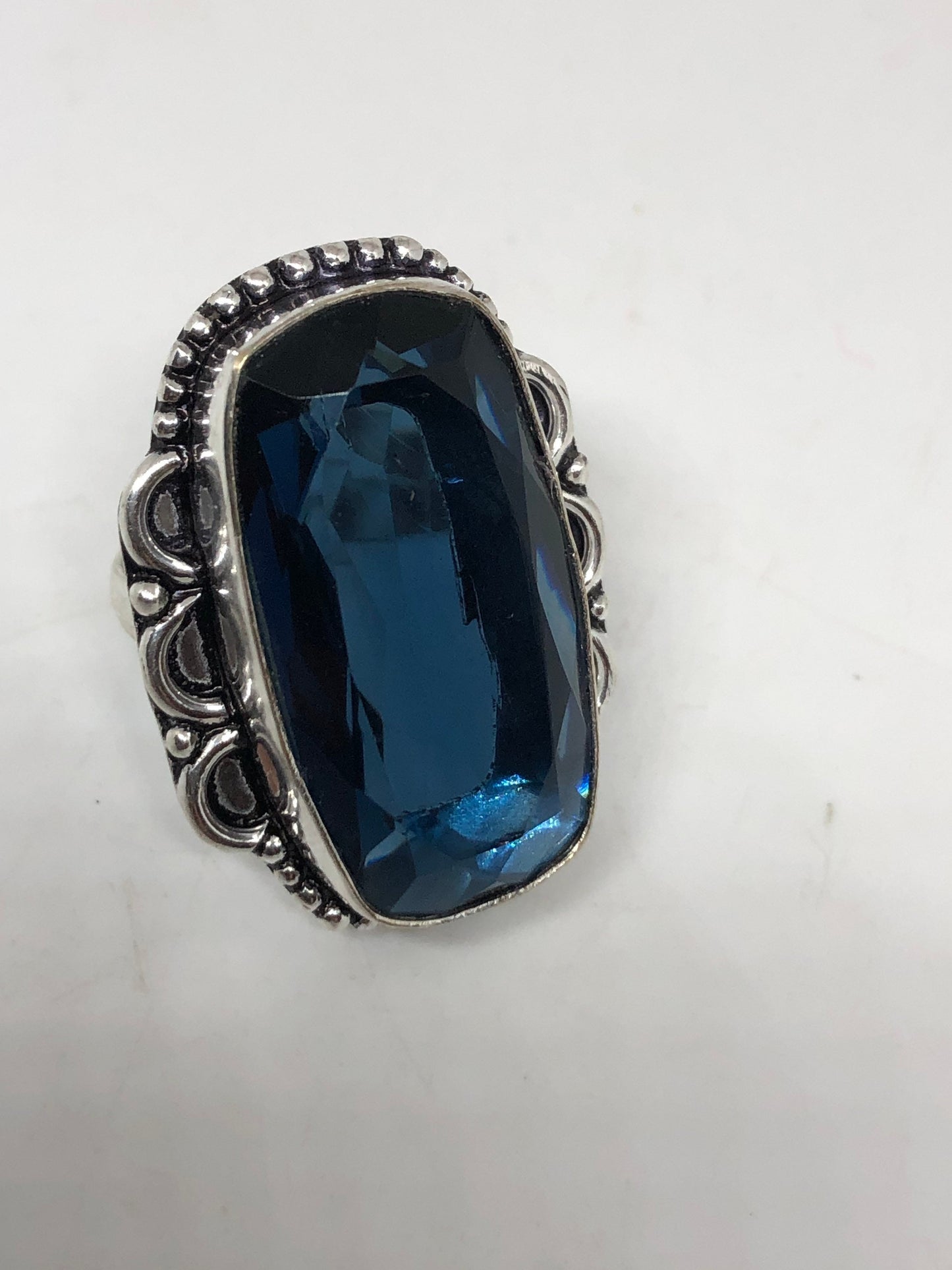Vintage Cobalt Blue Ring Antique Art Glass Cocktail