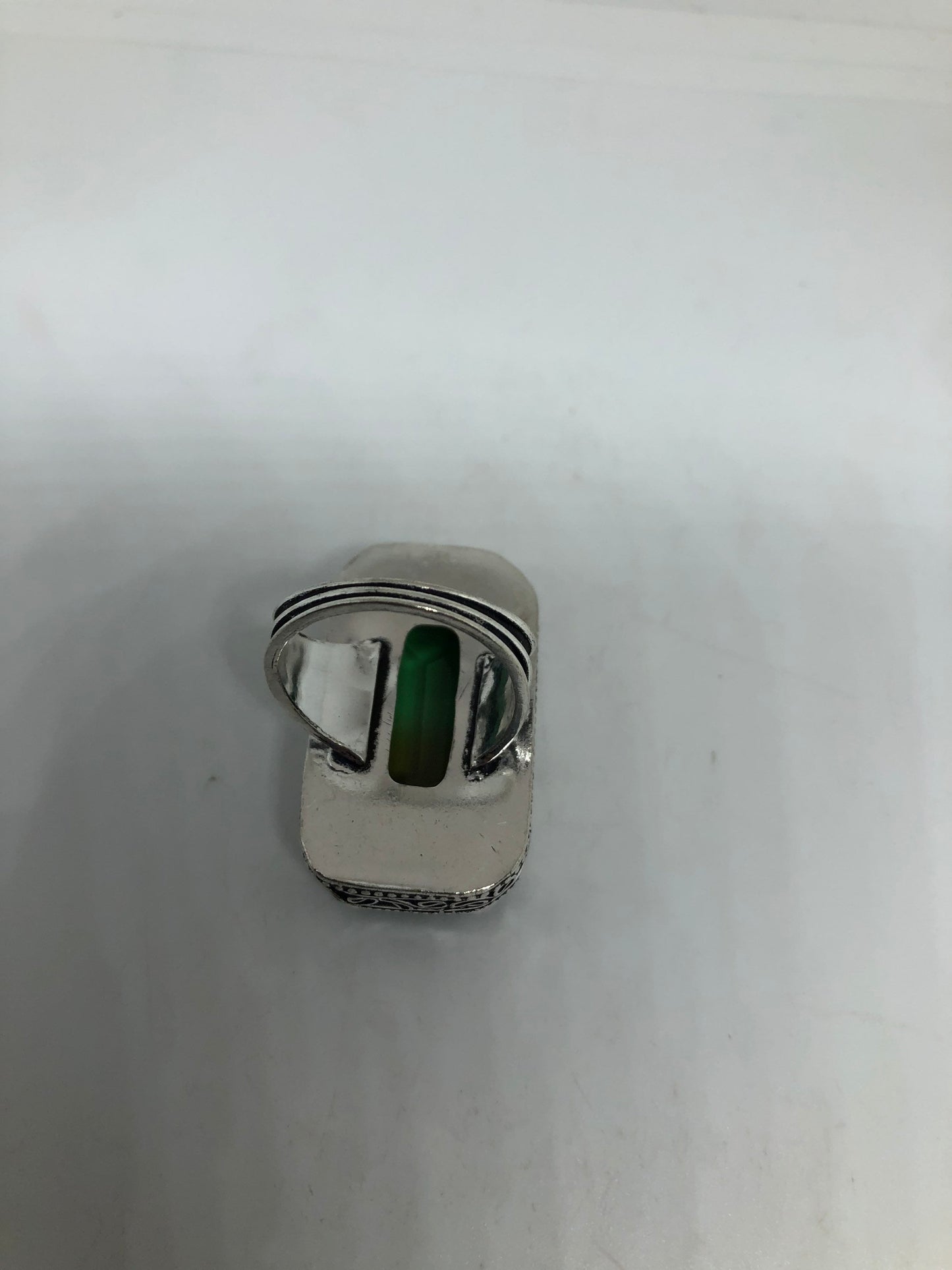Vintage Aqua Vintage Art Glass Ring Cocktail Statement