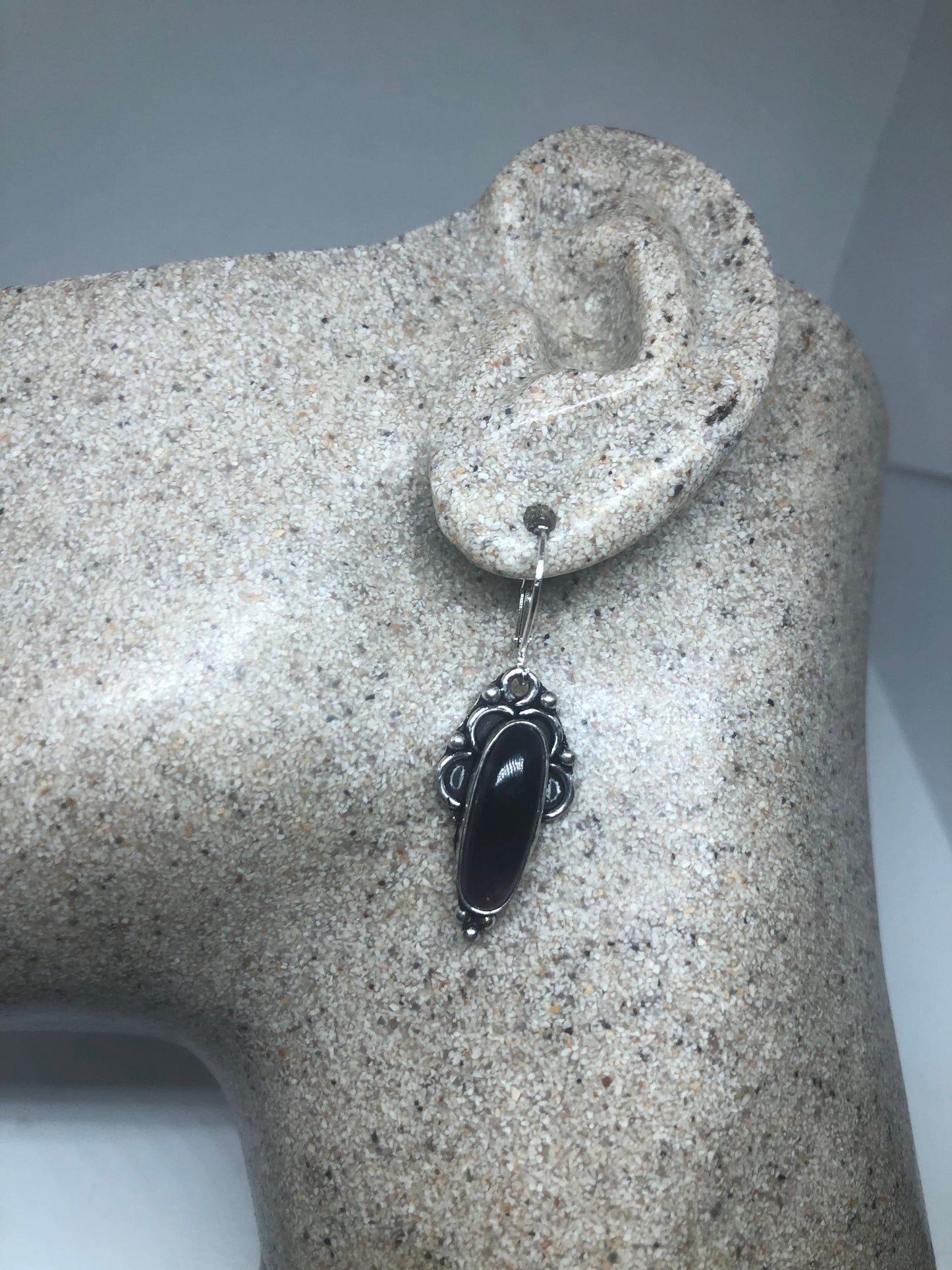 Vintage Sterling Silver Amethyst Earrings | Filigree Dangle Drop