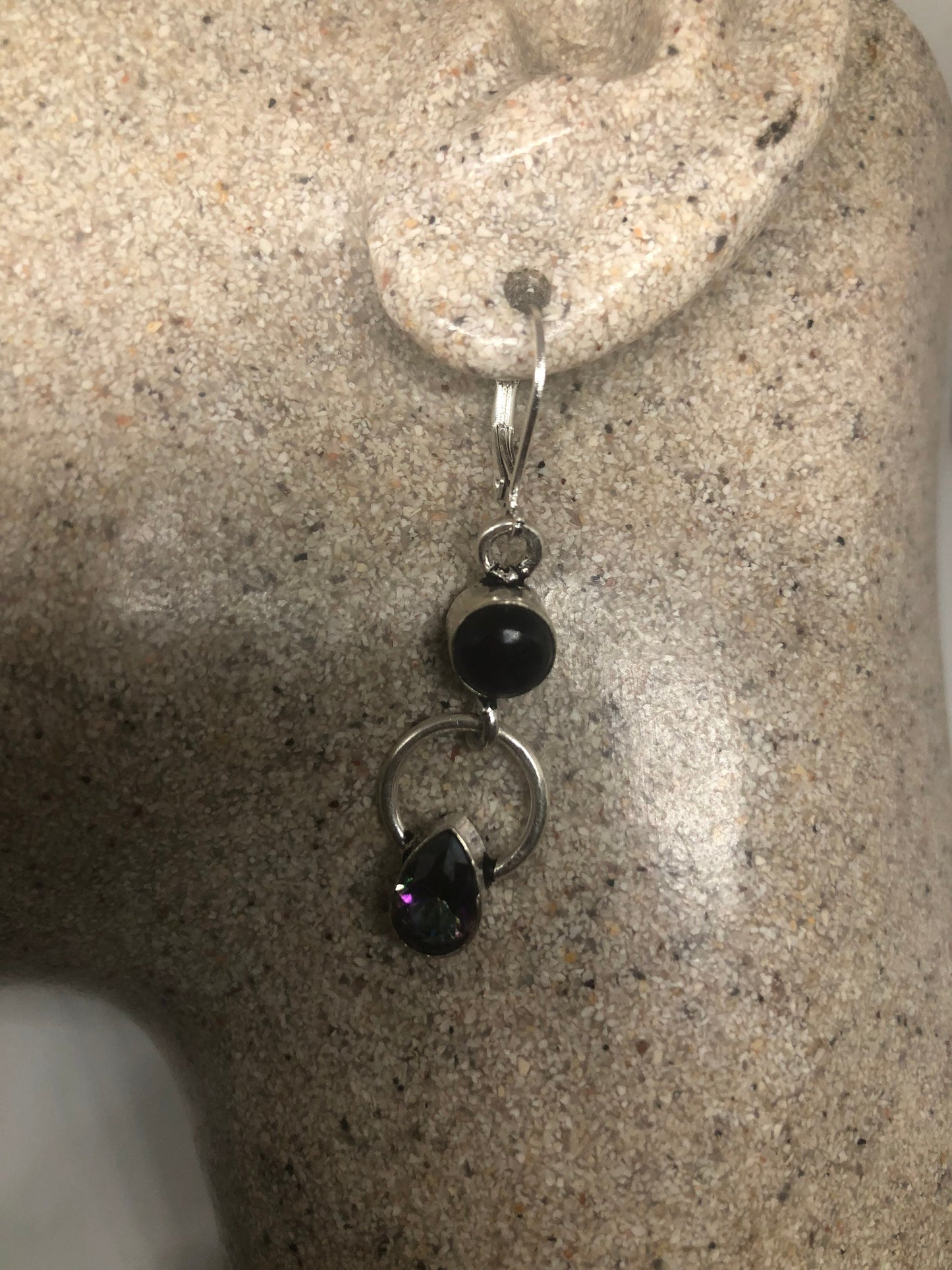 Vintage Amethyst Mystic Topaz Sterling Silver Dangle Earrings