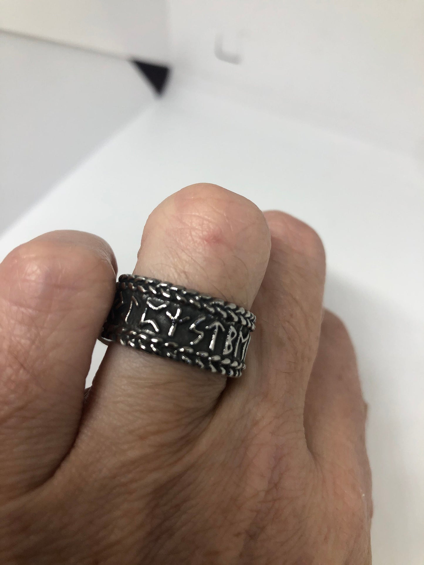 Vintage Runes eternity band stainless steel Ring