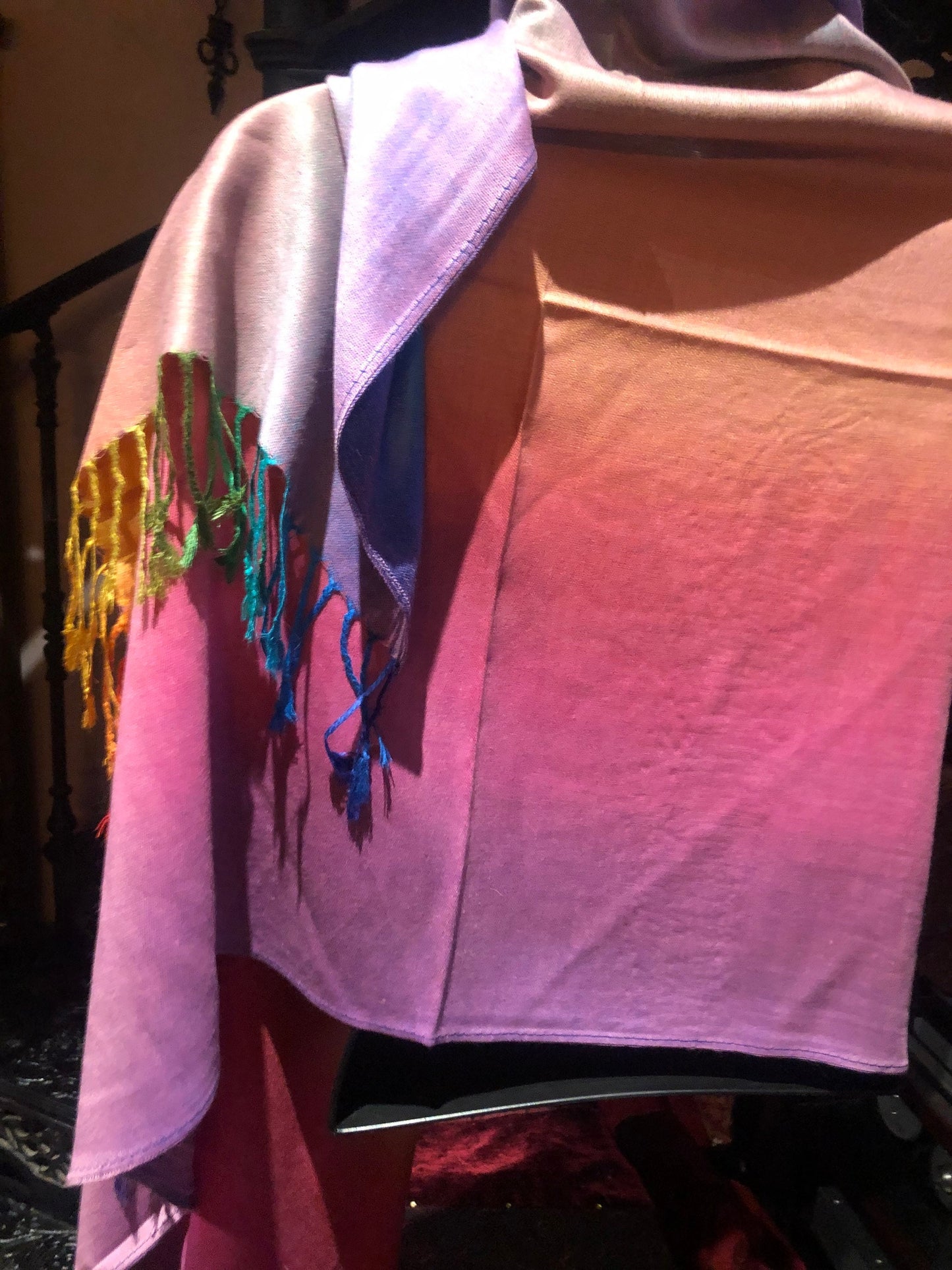 Vintage Pastel Rainbow pride Brocade Pashmina Scarf Wrap Shawl