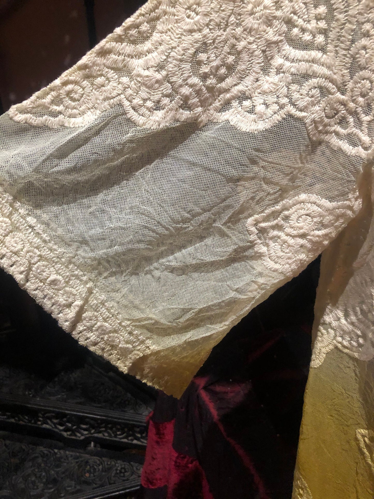 Lace Kimono Jacket Vintage Style Yellow Tie Dye Embroidered wrap