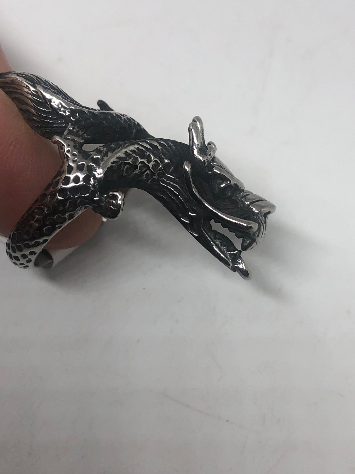 Vintage Dragon Ring Gothic Silver Stainless Steel Mens