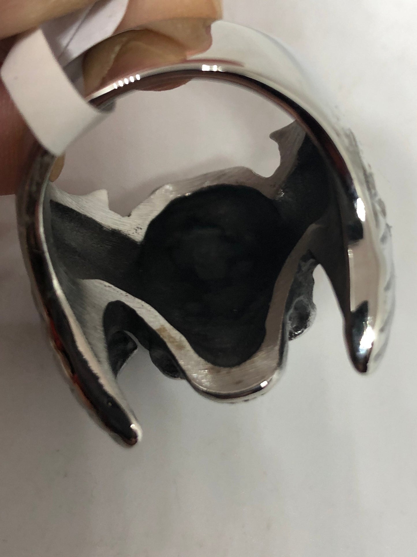 Vintage winged biker Skull Mens Ring Gothic Silver Stainless Steel