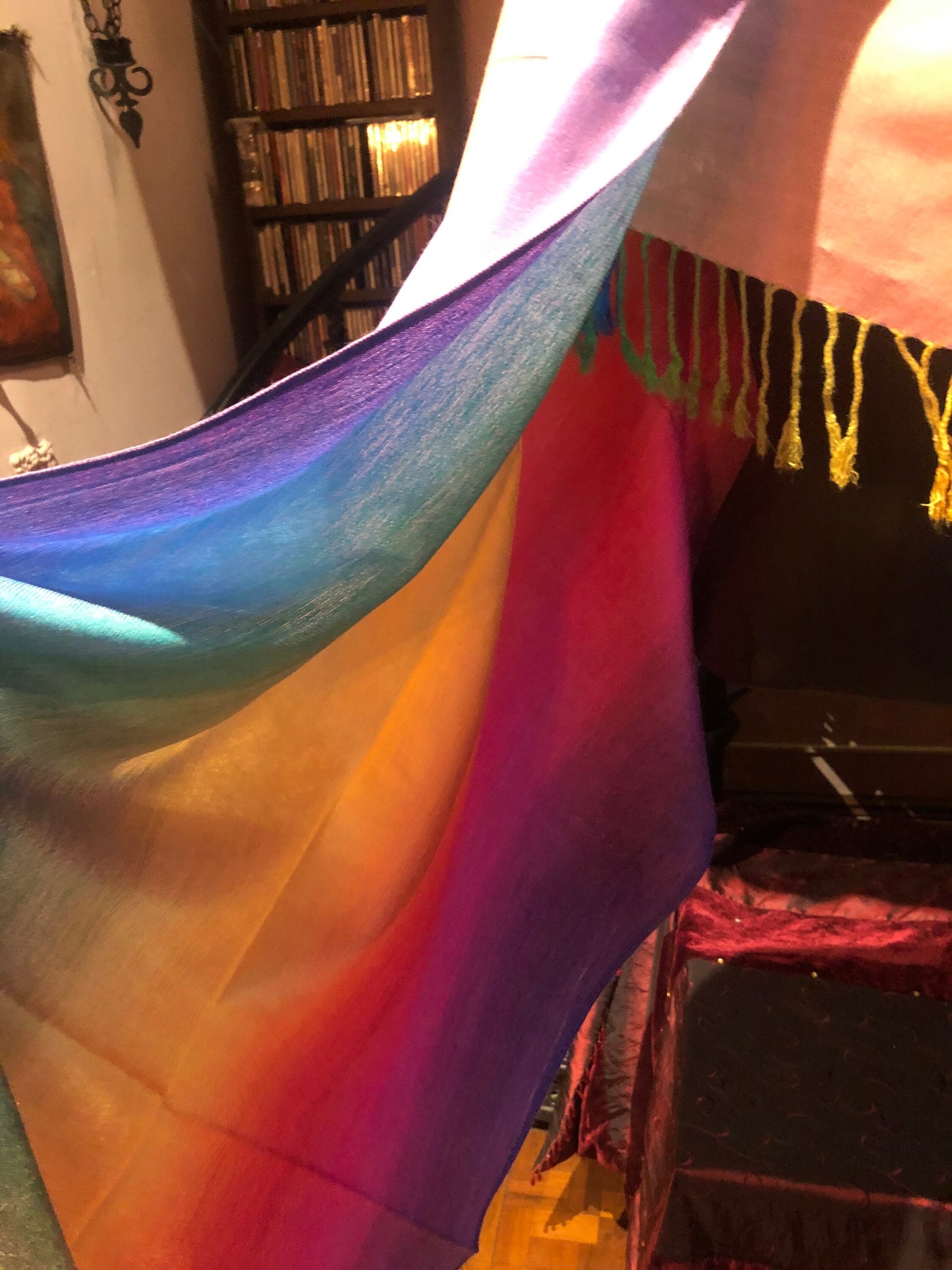 Vintage Pastel Rainbow pride Brocade Pashmina Scarf Wrap Shawl