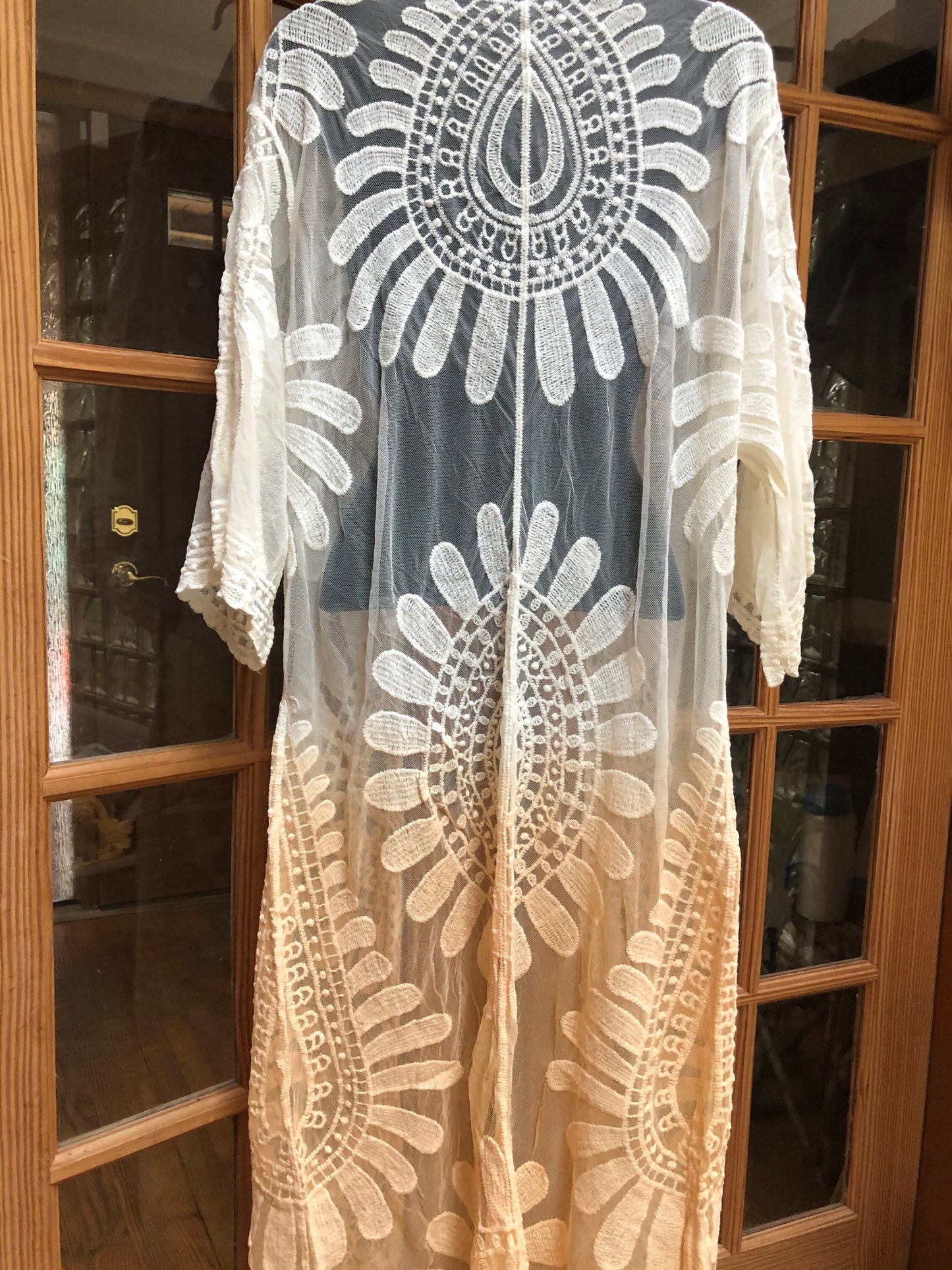 Lace Kimono Jacket Vintage Style Orange Tie Dye Embroidered wrap