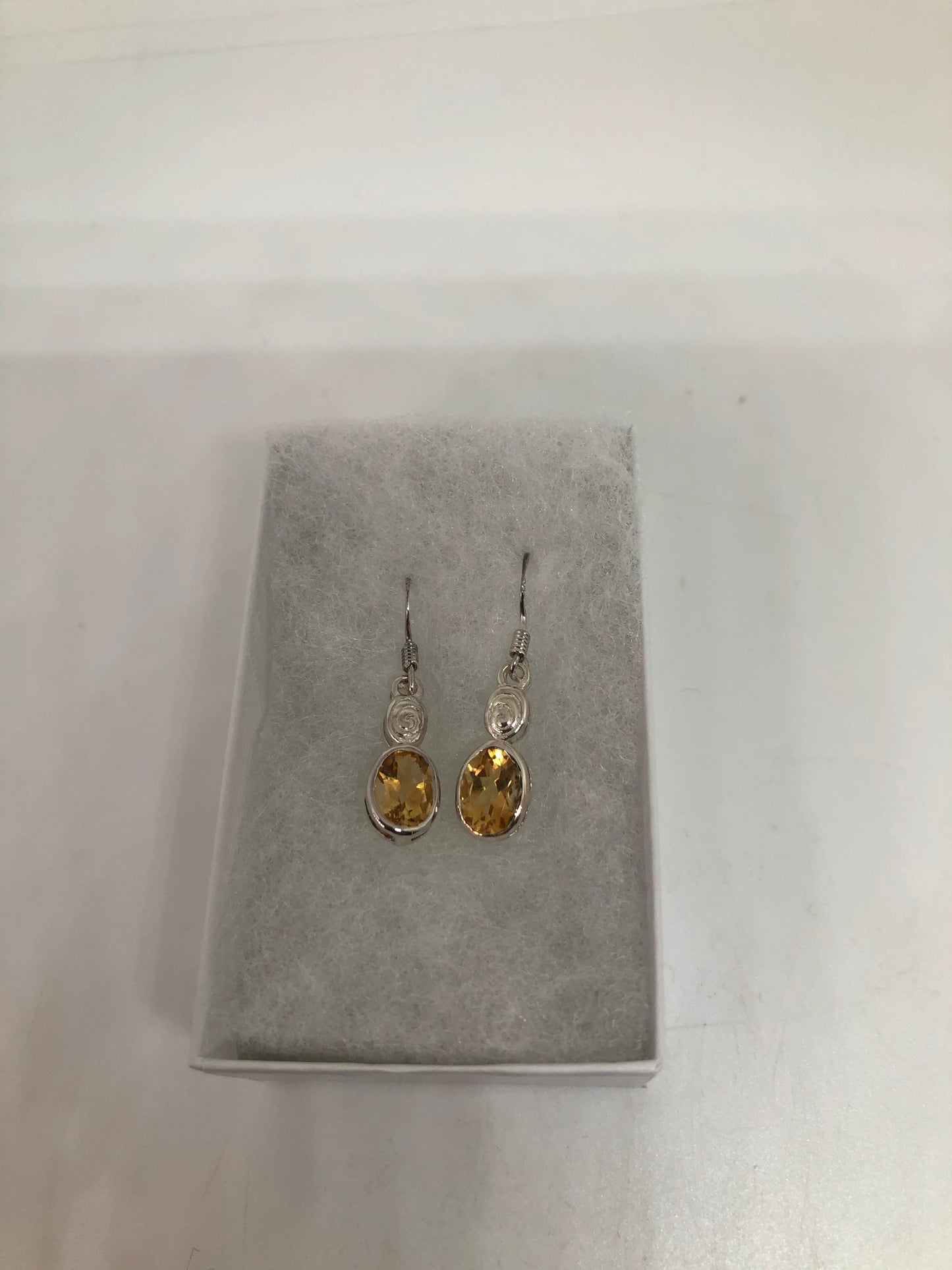 Vintage Citrine Earrings 925 Sterling Silver Drop Dangle