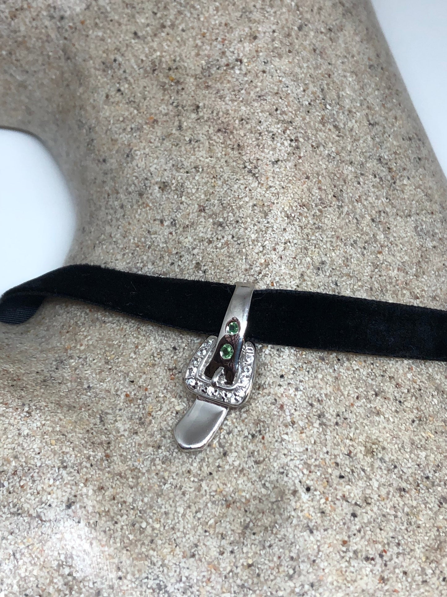 Vintage White Sapphire Choker 925 Sterling Silver Deco Pendant Necklace