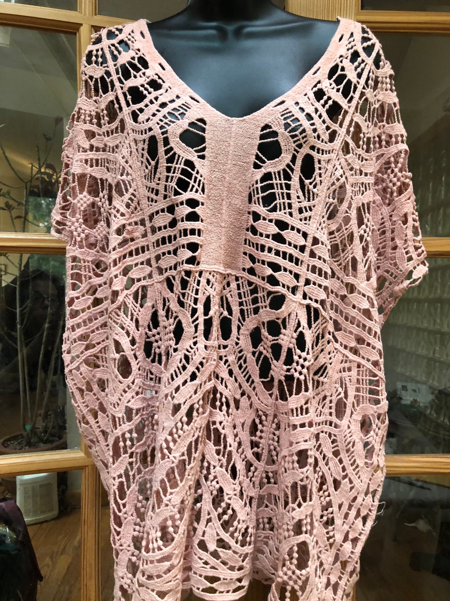 Vintage Style Pink Lace Embroidered kimono jacket
