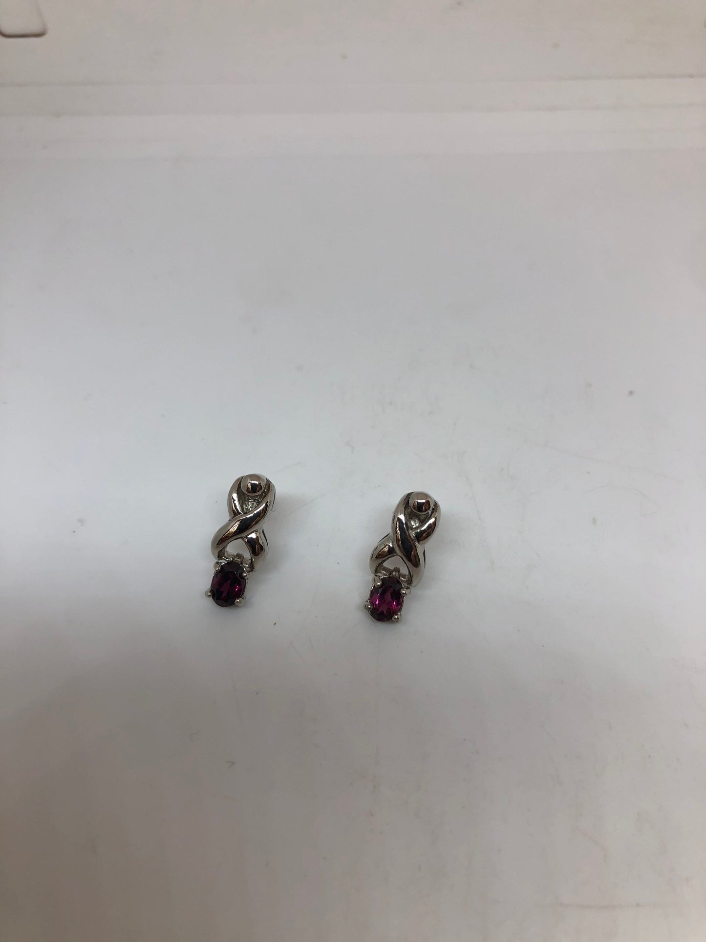 Vintage Pink Tourmaline Deco 925 Sterling Silver Earrings