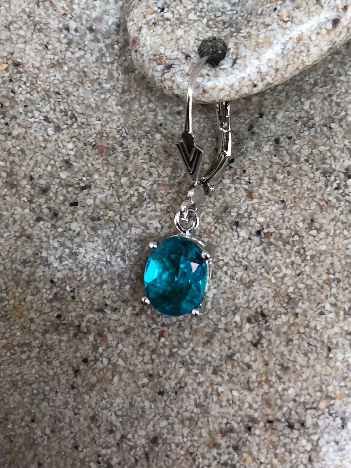 Vintage Genuine Blue Topaz Gemstone 925 Sterling Silver Earrings