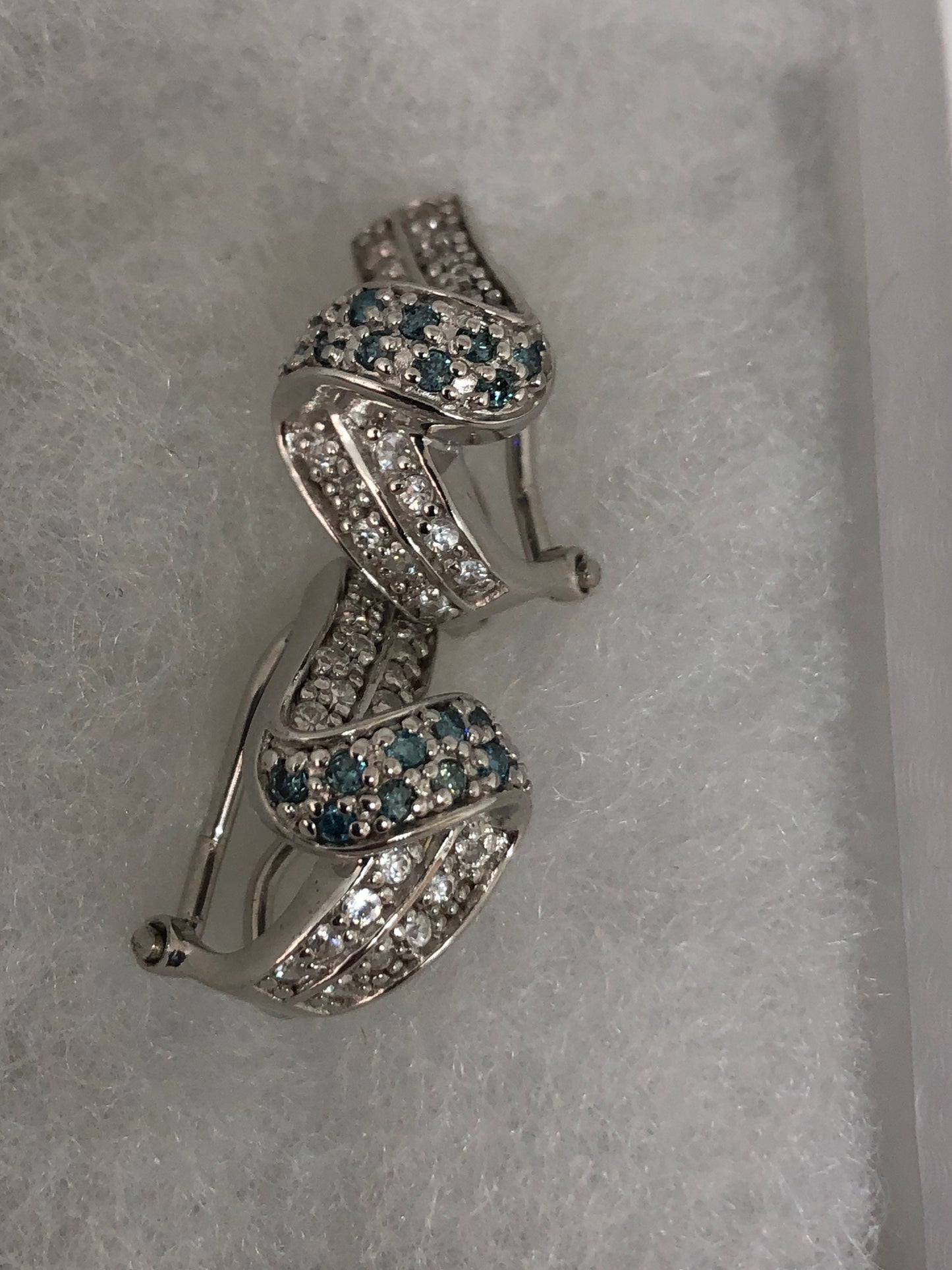 Vintage Blue Tanzanite Earrings 925 Sterling Silver Stud