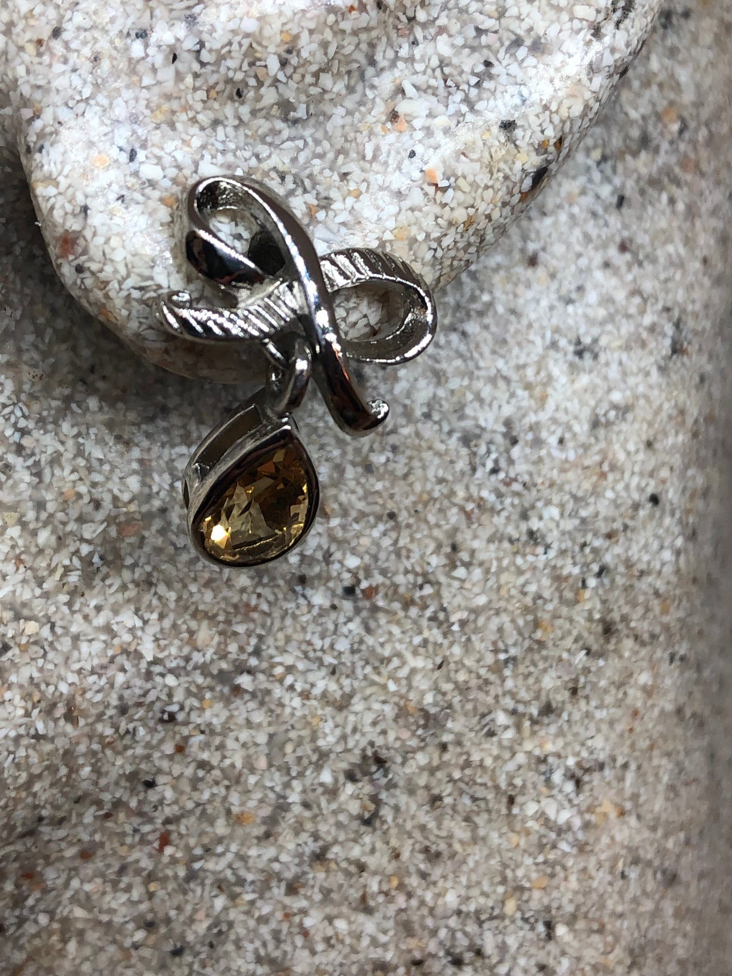 Vintage Citrine Earrings 925 Sterling Silver Drop Dangle