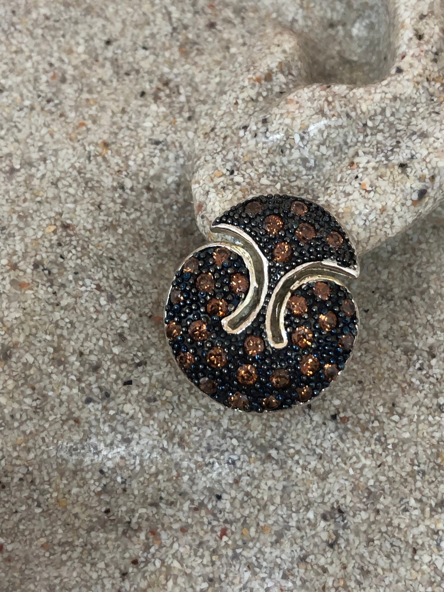 Vintage Brown Smoky Topaz 925 Sterling Silver Stud button Earrings