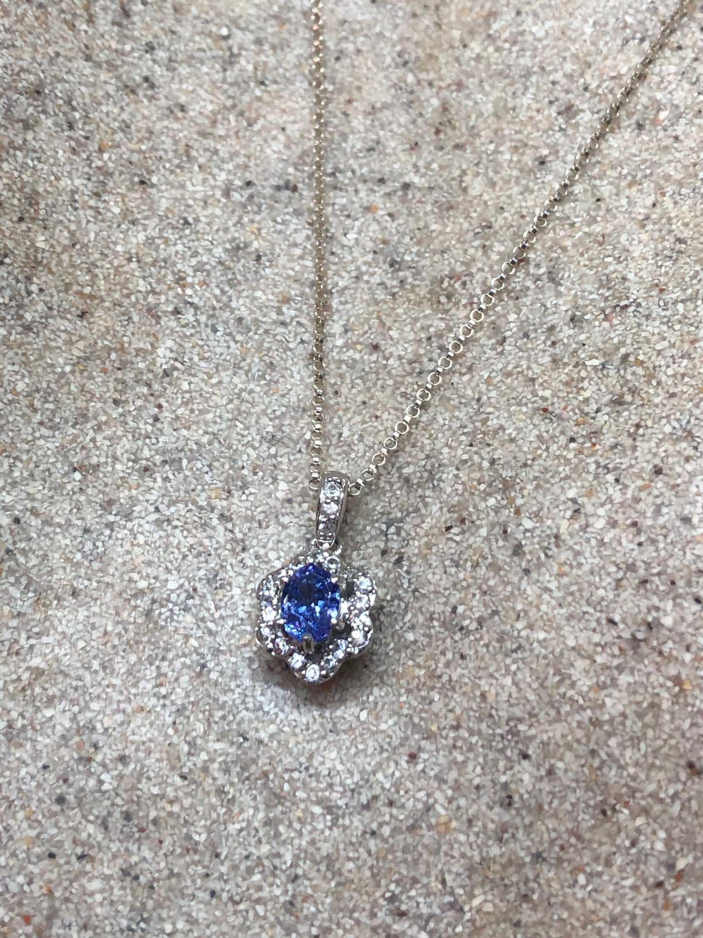 Vintage Blue Iolite Choker Antique 925 Sterling Silver Necklace
