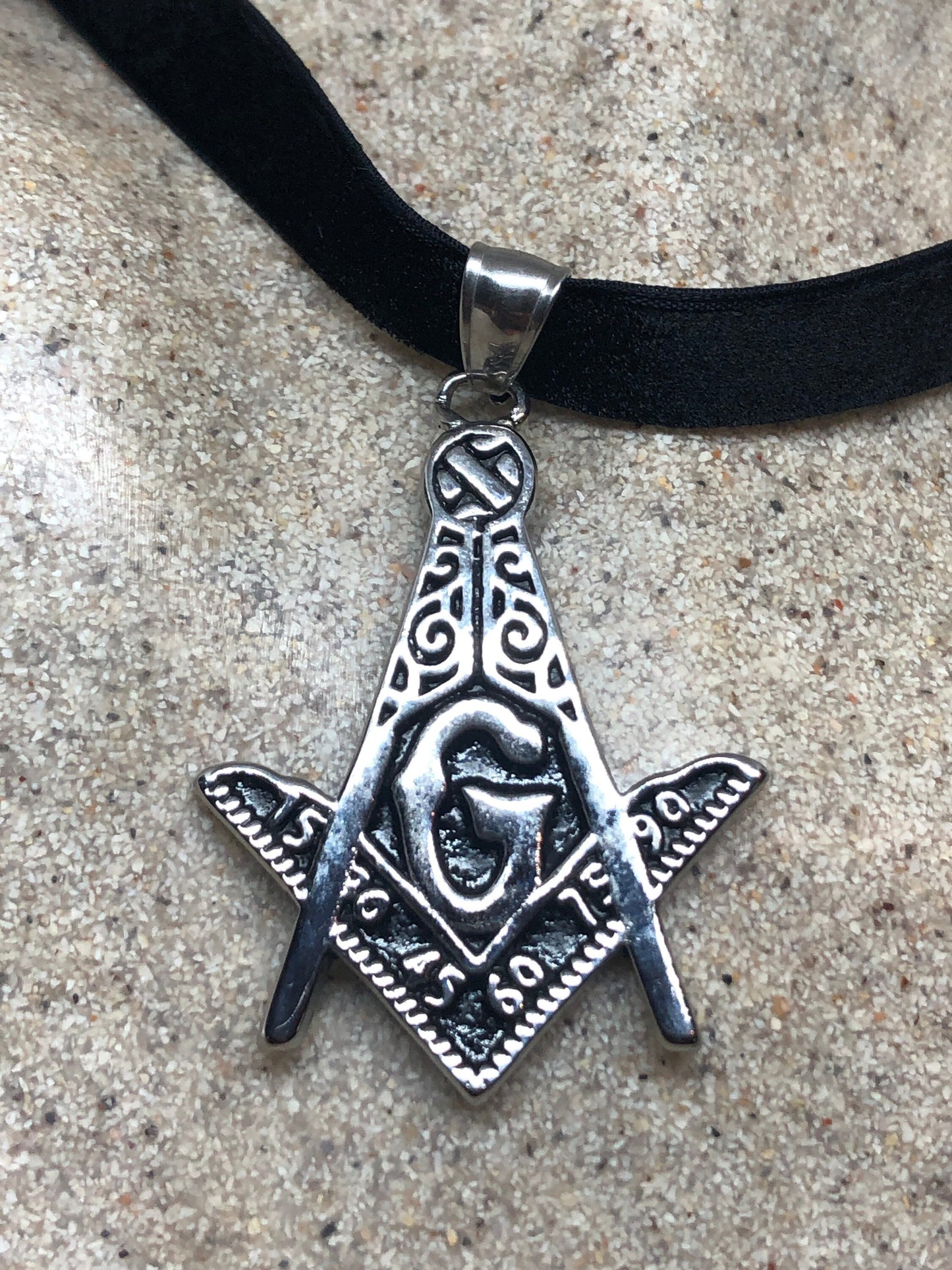 Vintage Stainless Steel Free Mason Pendant Necklace