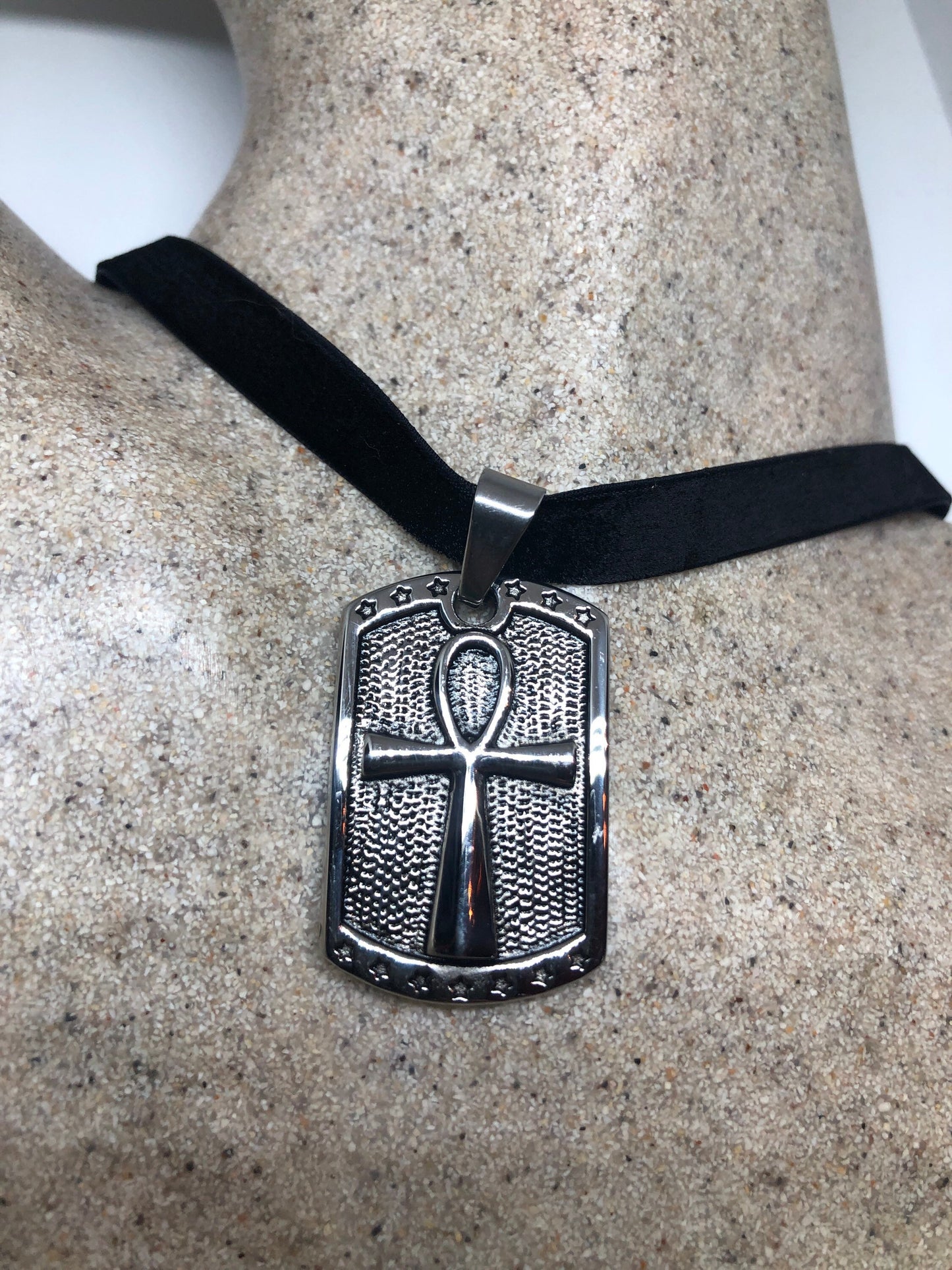 Vintage Stainless Steel Ankh Pendant Necklace
