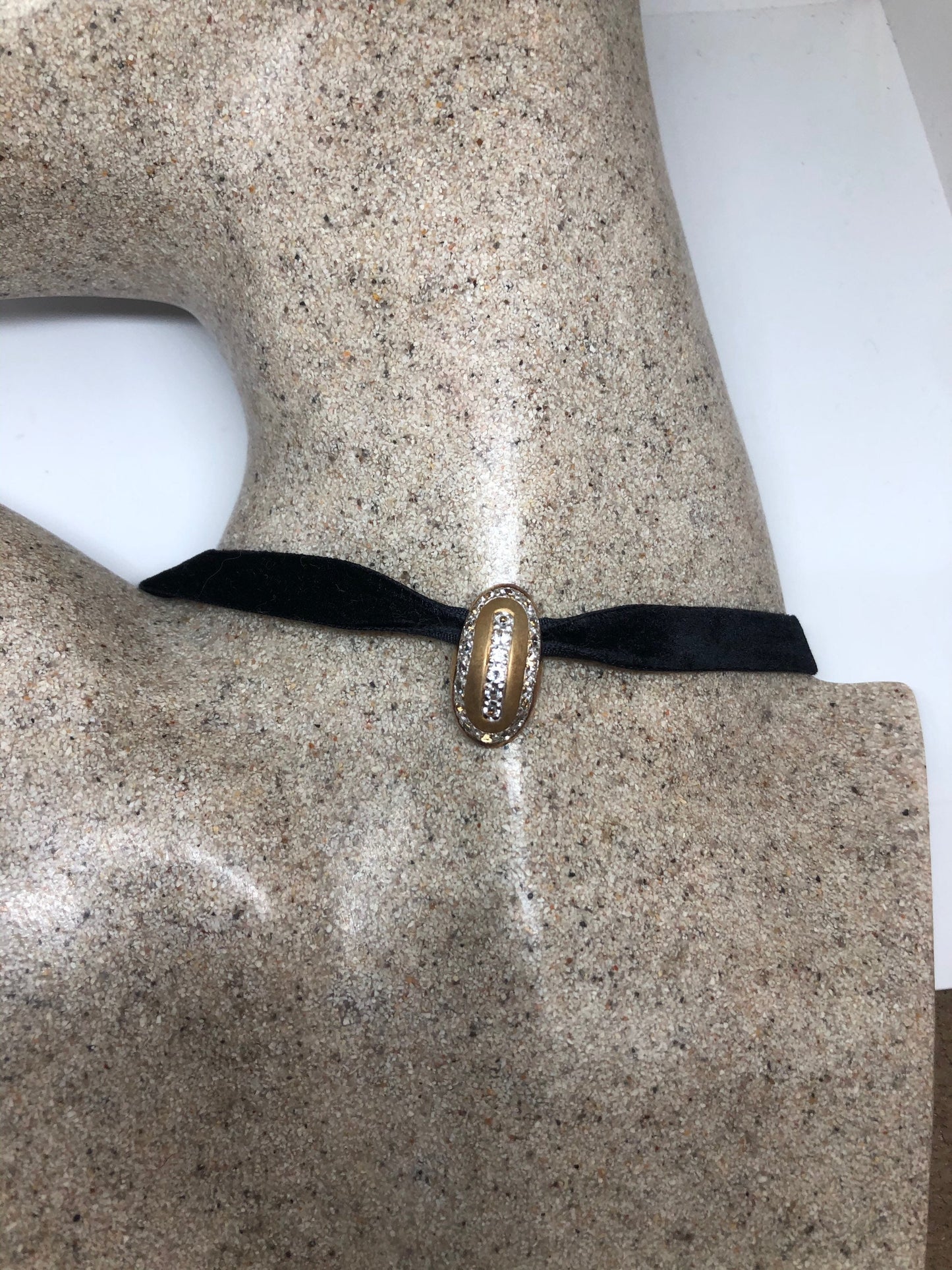 Vintage White Sapphire Choker 925 Sterling Silver Deco Pendant Necklace