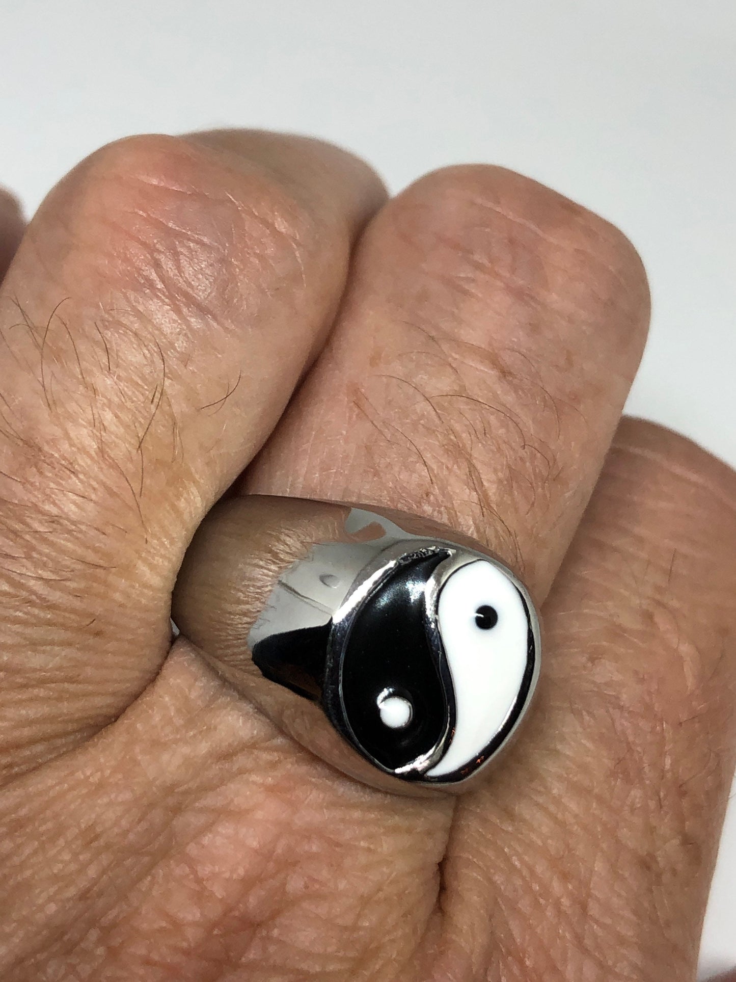 Vintage Gothic Yin Yang Mens Ring